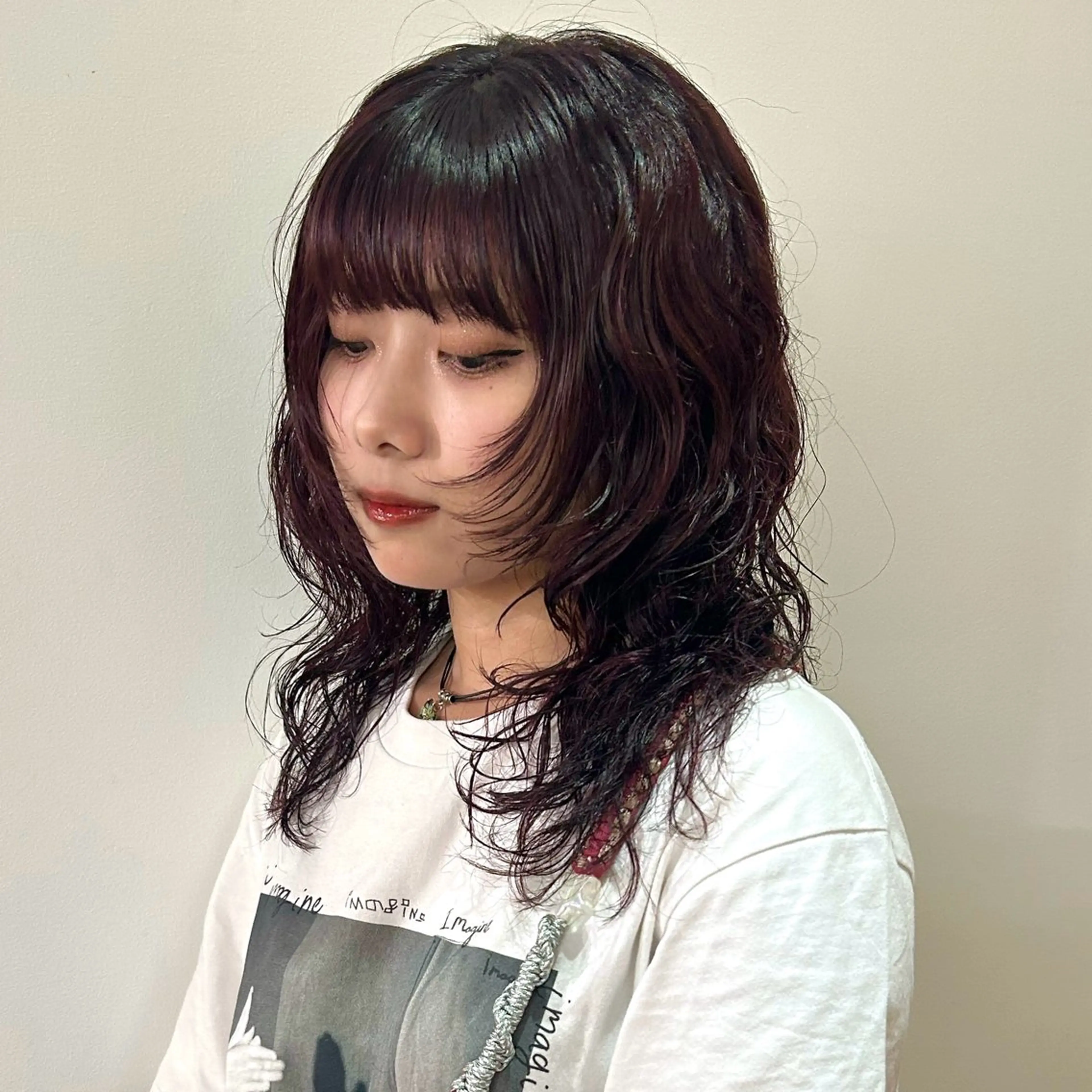 ミディアム パーマ ミディアムパーマ レイヤーカット カット ヘアカラー トリートメント nonoka オリーブ/レイヤーのヘアスタイル