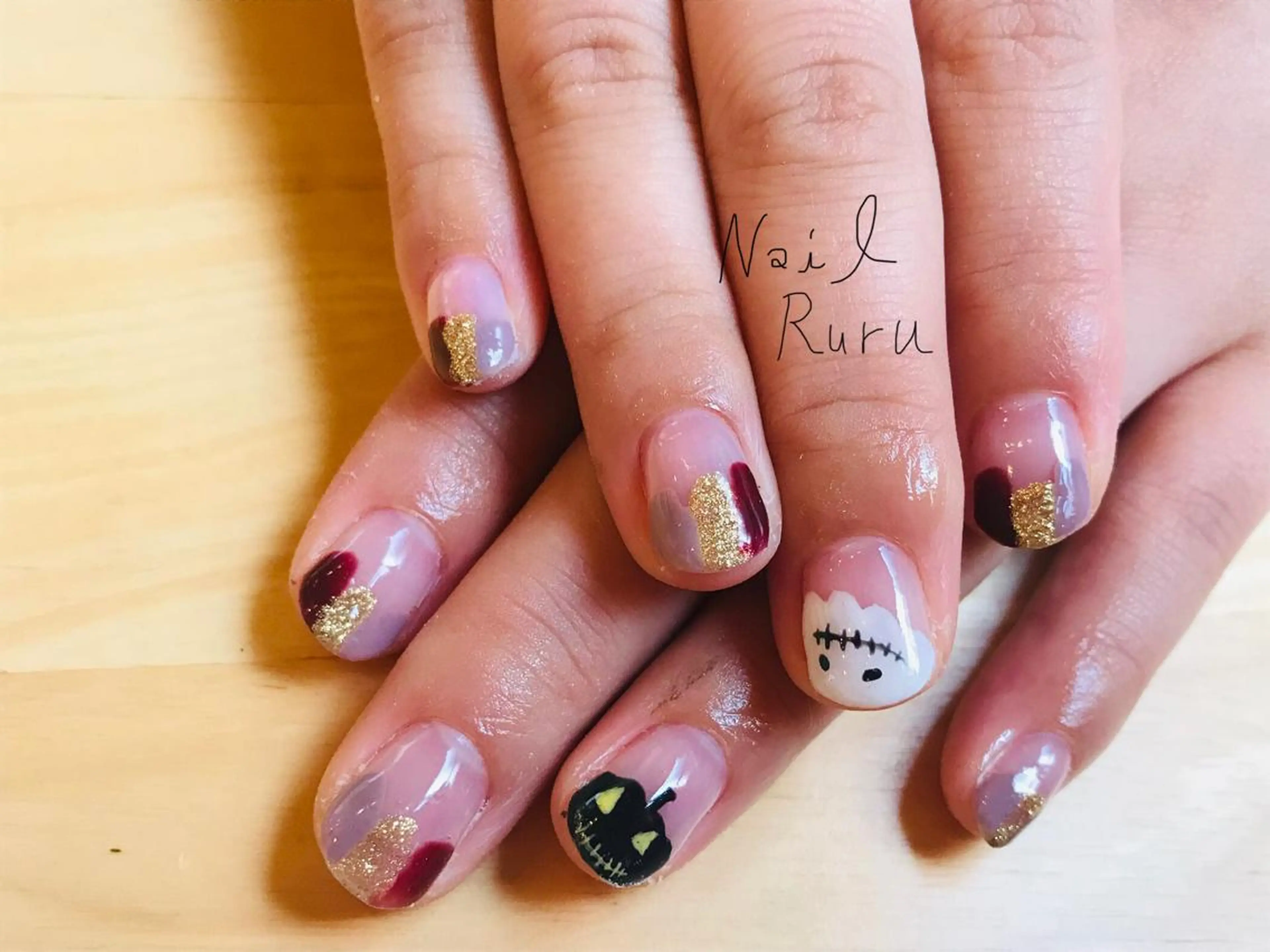 ネイル ジェルネイル ハロウィン パラジェル ハンドネイル RURU nailのネイルデザイン