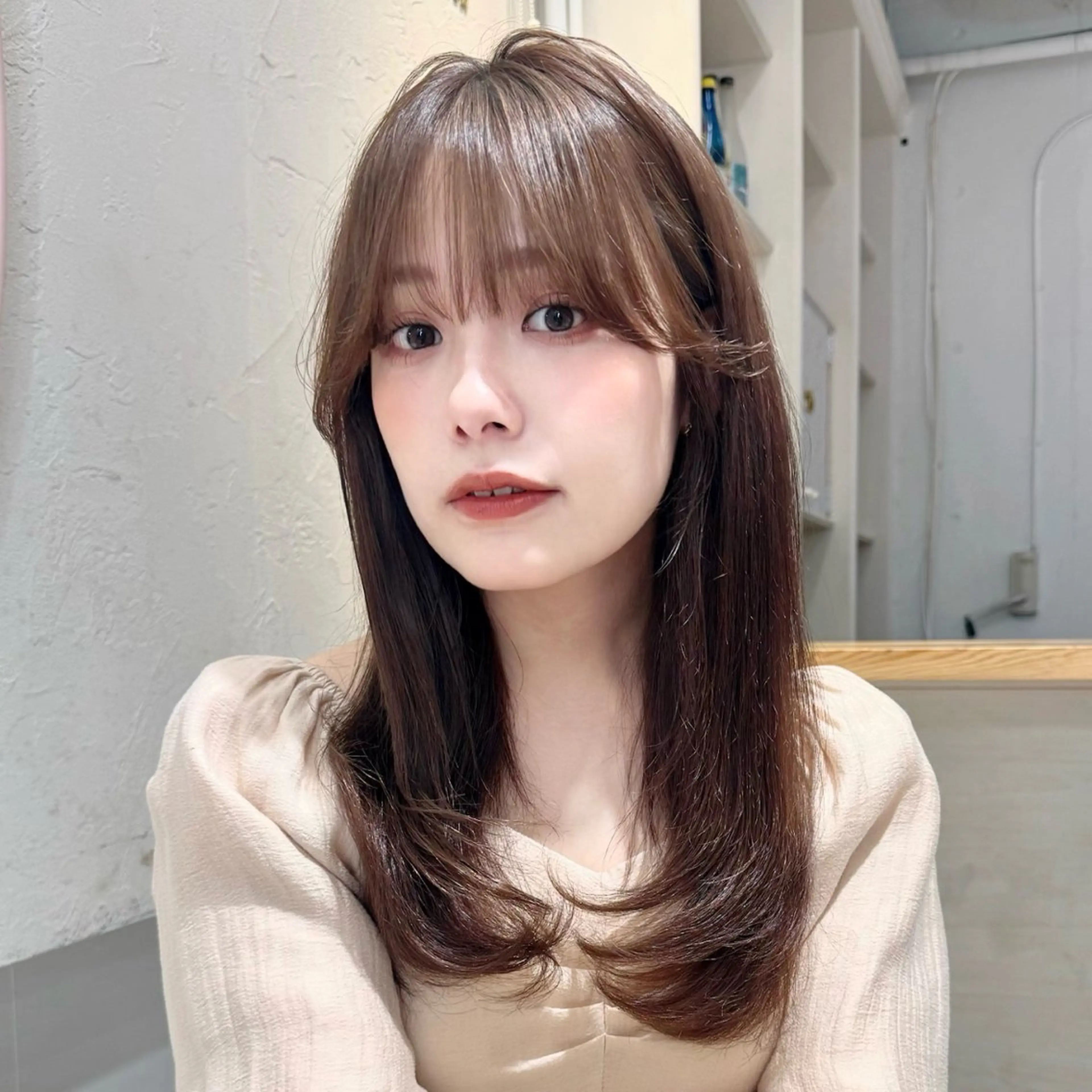 ロング カラー ブリーチ 透明感カラー くせ毛 髪質改善 韓国風ヘア ナガヨ キョウカのヘアスタイル