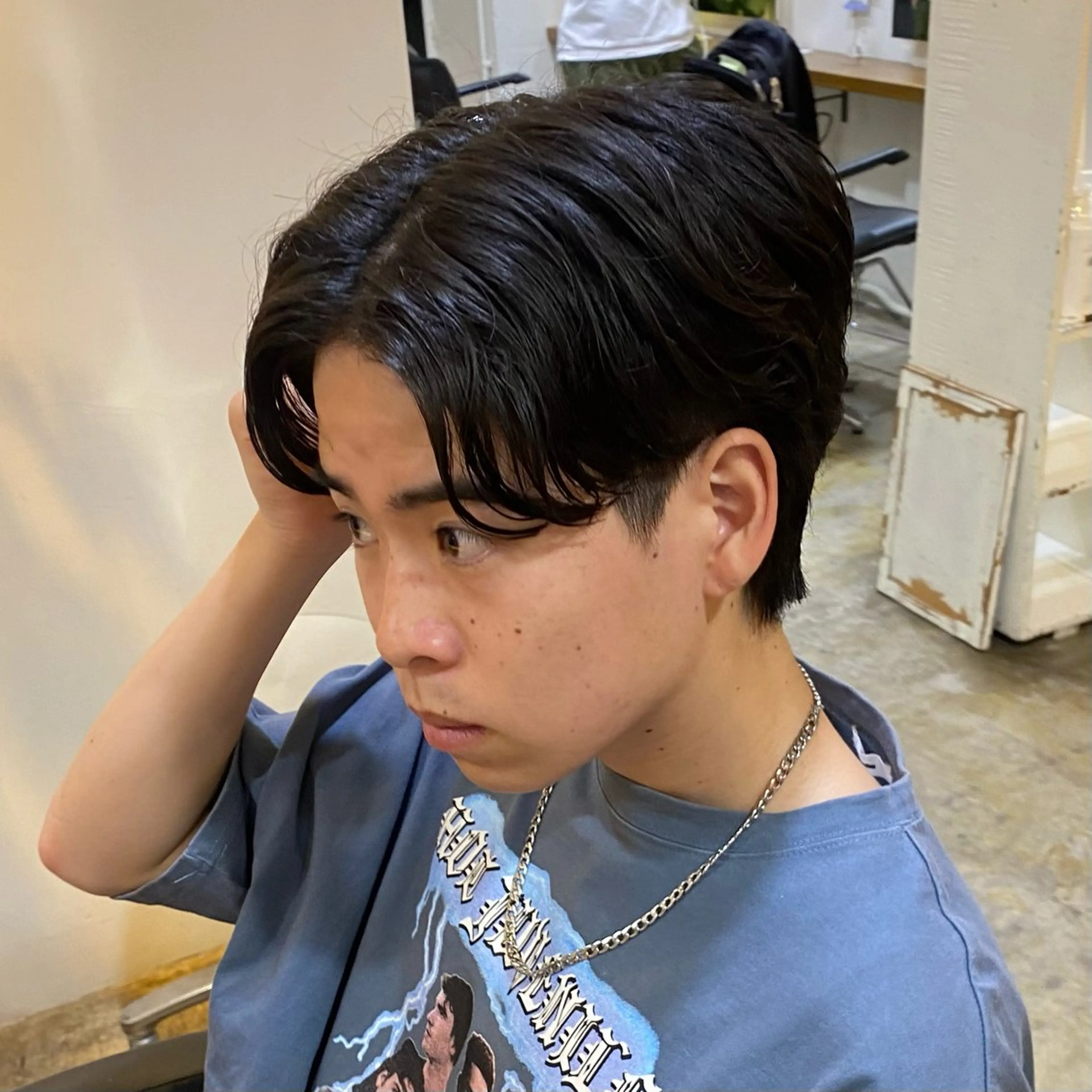 ショート パーマ メンズ カット パーマ トリートメント レイヤーボブ/ 艶カラー/サナ🌼のヘアスタイル