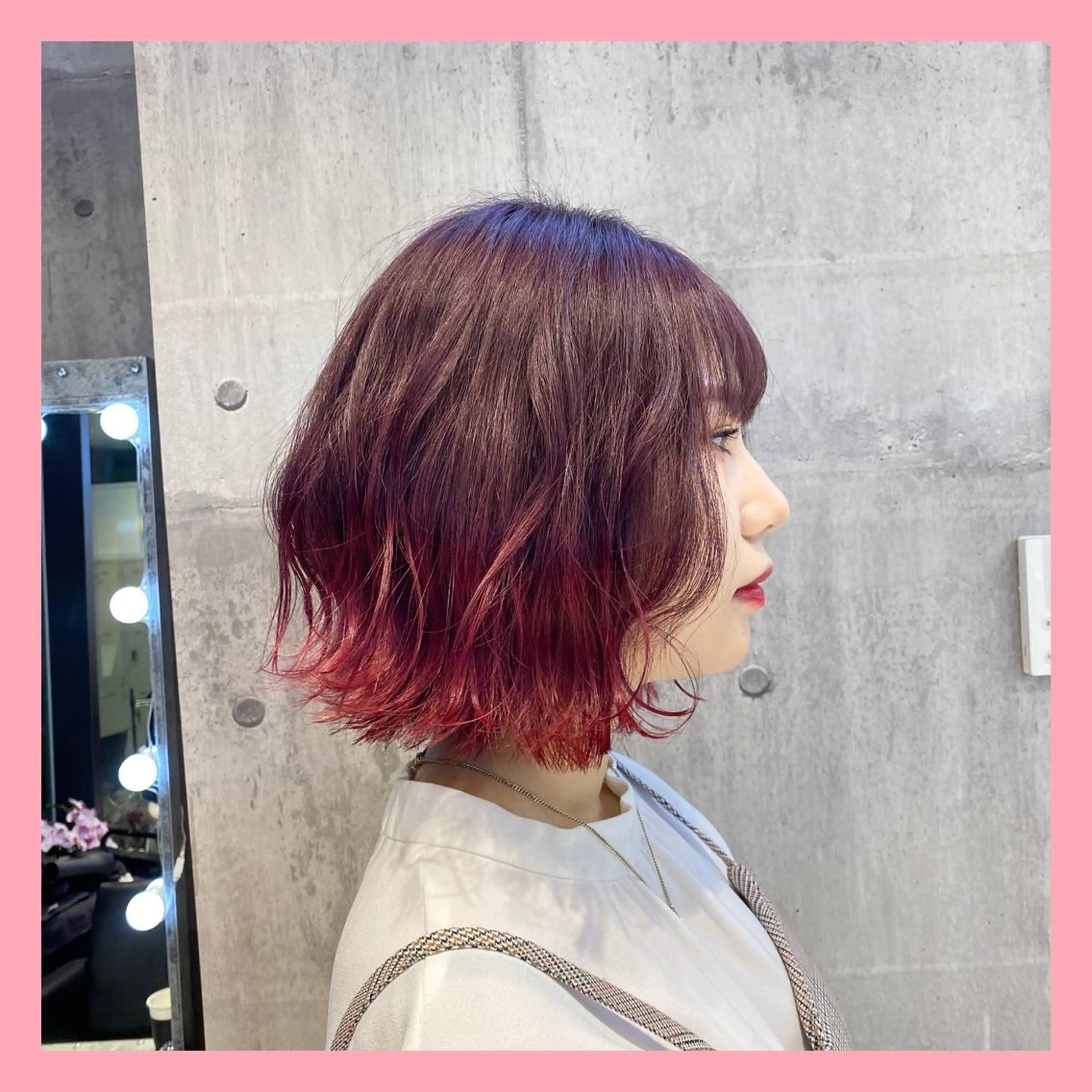 ミディアム レイヤーカット 💖ムラ修正ブリーチ 💖【YUU】のヘアスタイル