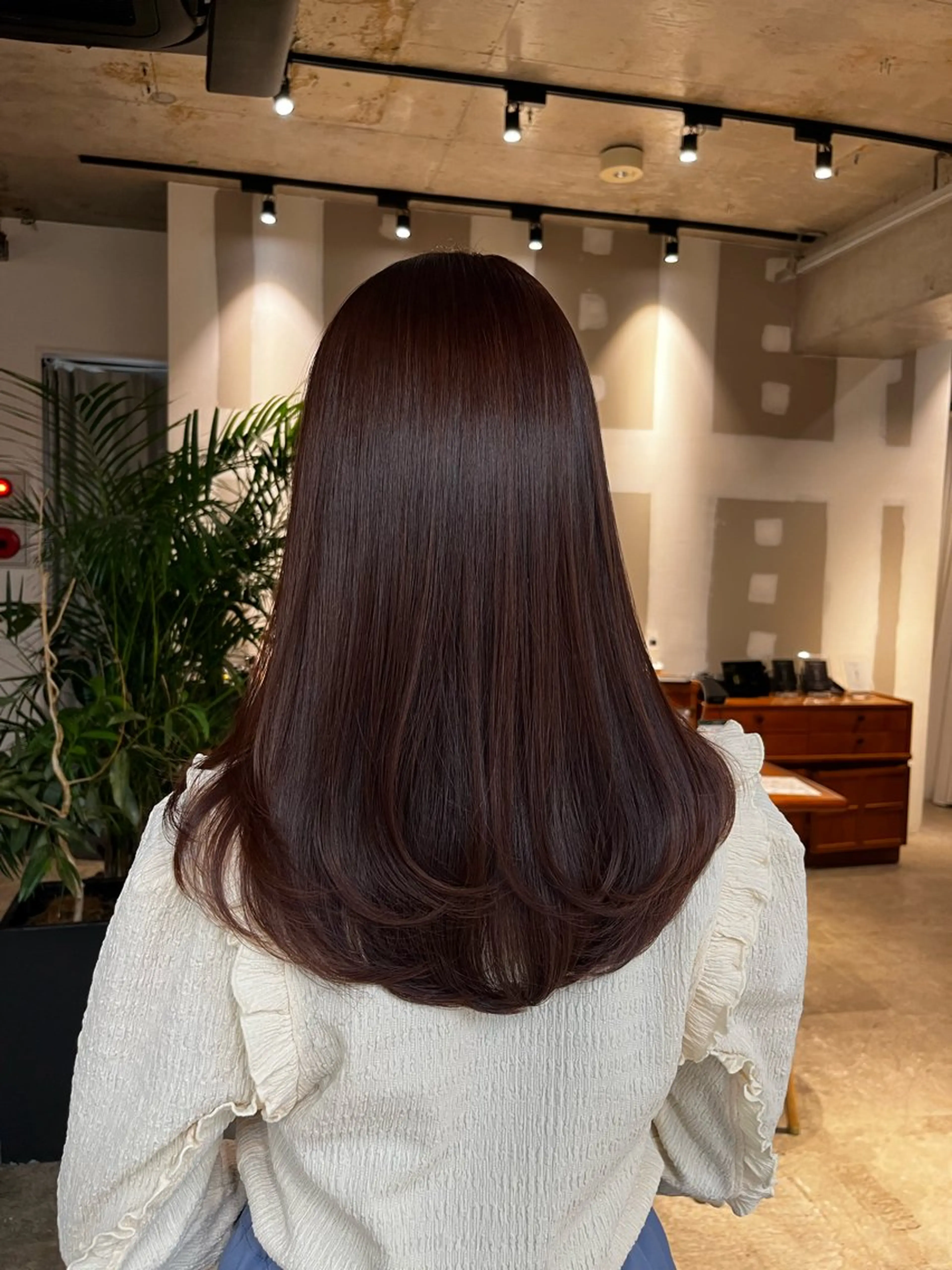 ロング カラー 透明感カラー オレンジ ヘアカラー トリートメント ムツキ/品のある 艶カラー/縮毛矯正のヘアスタイル