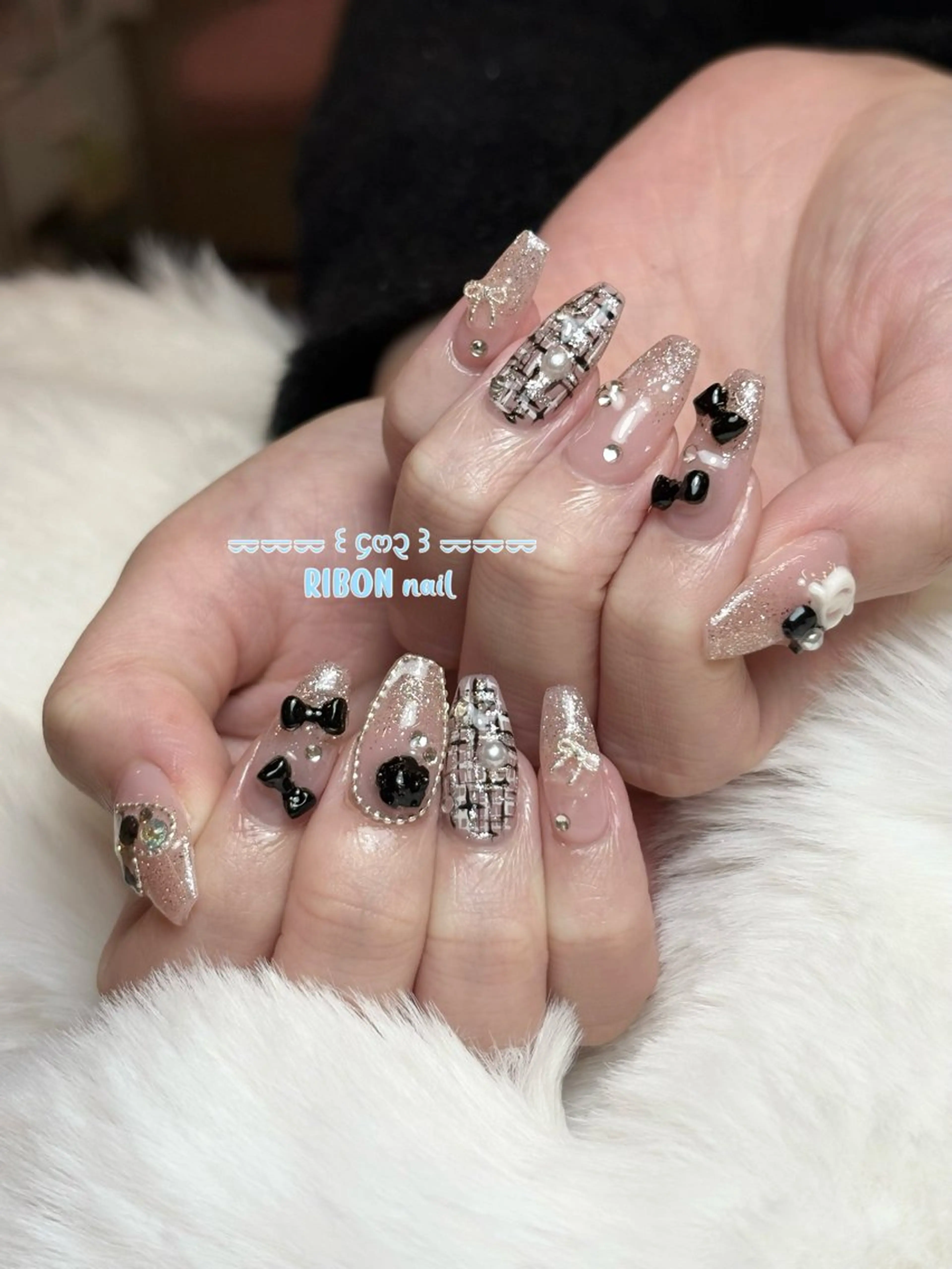 ネイル アートネイル 成人式 長さ出し キラキラネイル ロングネイル ハンドネイル RIBONネイルサロン所属・RIBON nail salonのネイルデザイン