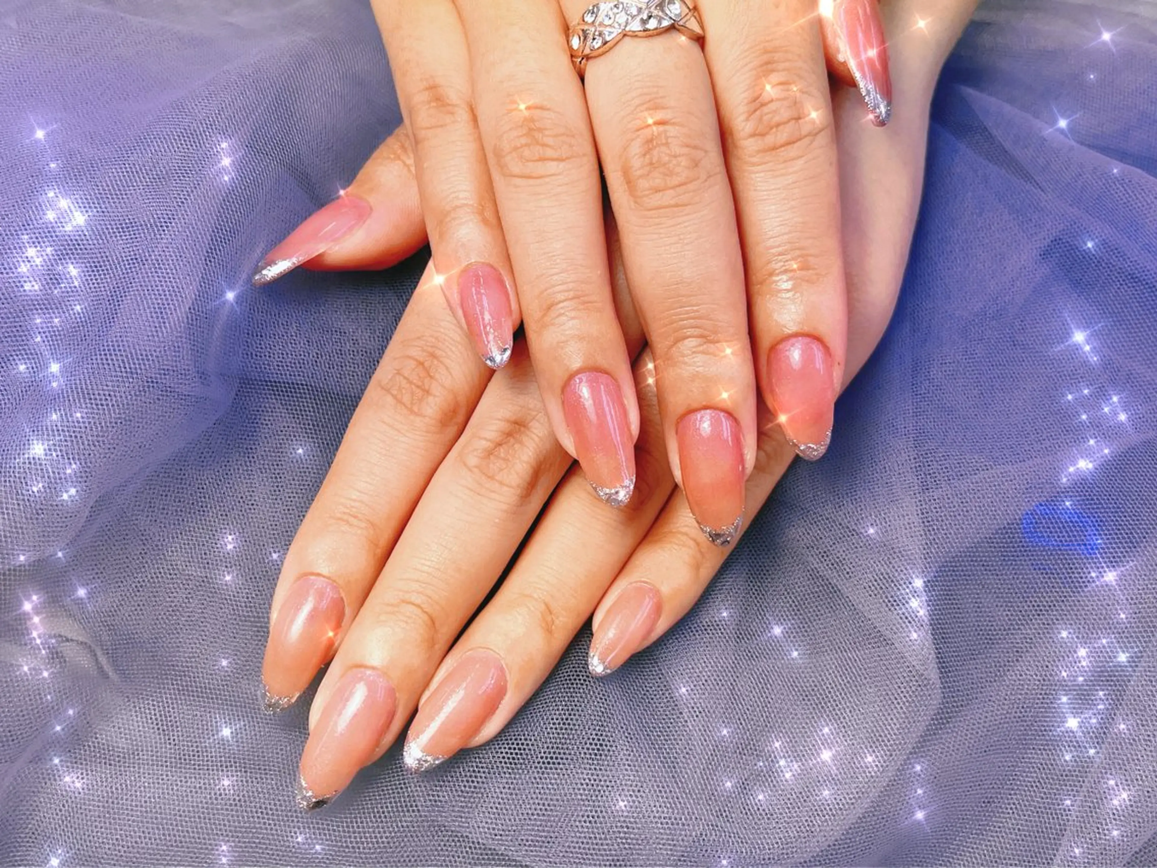 ネイル フレンチネイル ガラスフレンチ ToliyDeliy Nail Salonのネイルデザイン