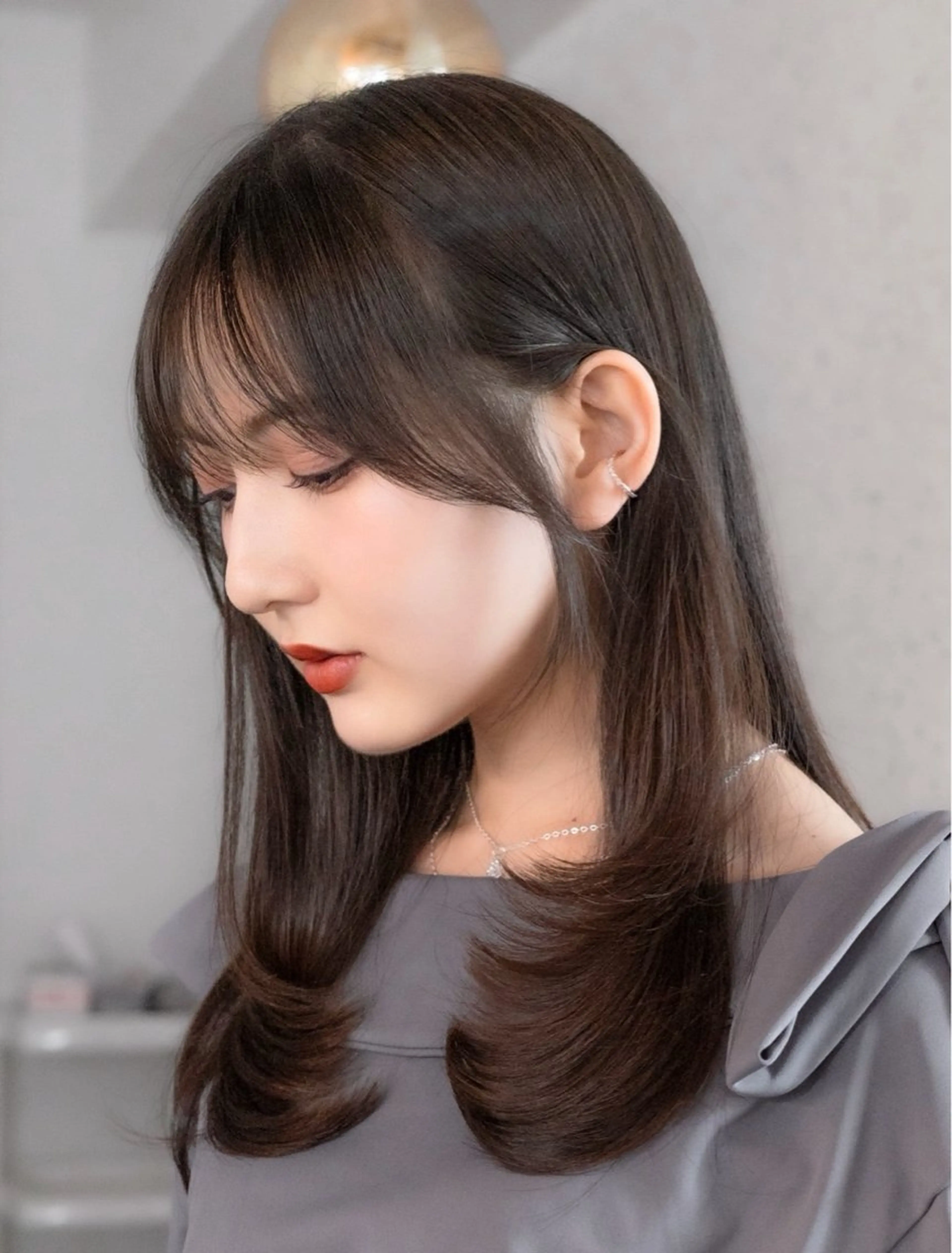 セミロング カラー セミロングレイヤー ブラウンカラー 透明感カラー レイヤーカット カット ヘアカラー トリートメント レイヤー/グレージュ 渋谷表参道/小森波琉のヘアスタイル