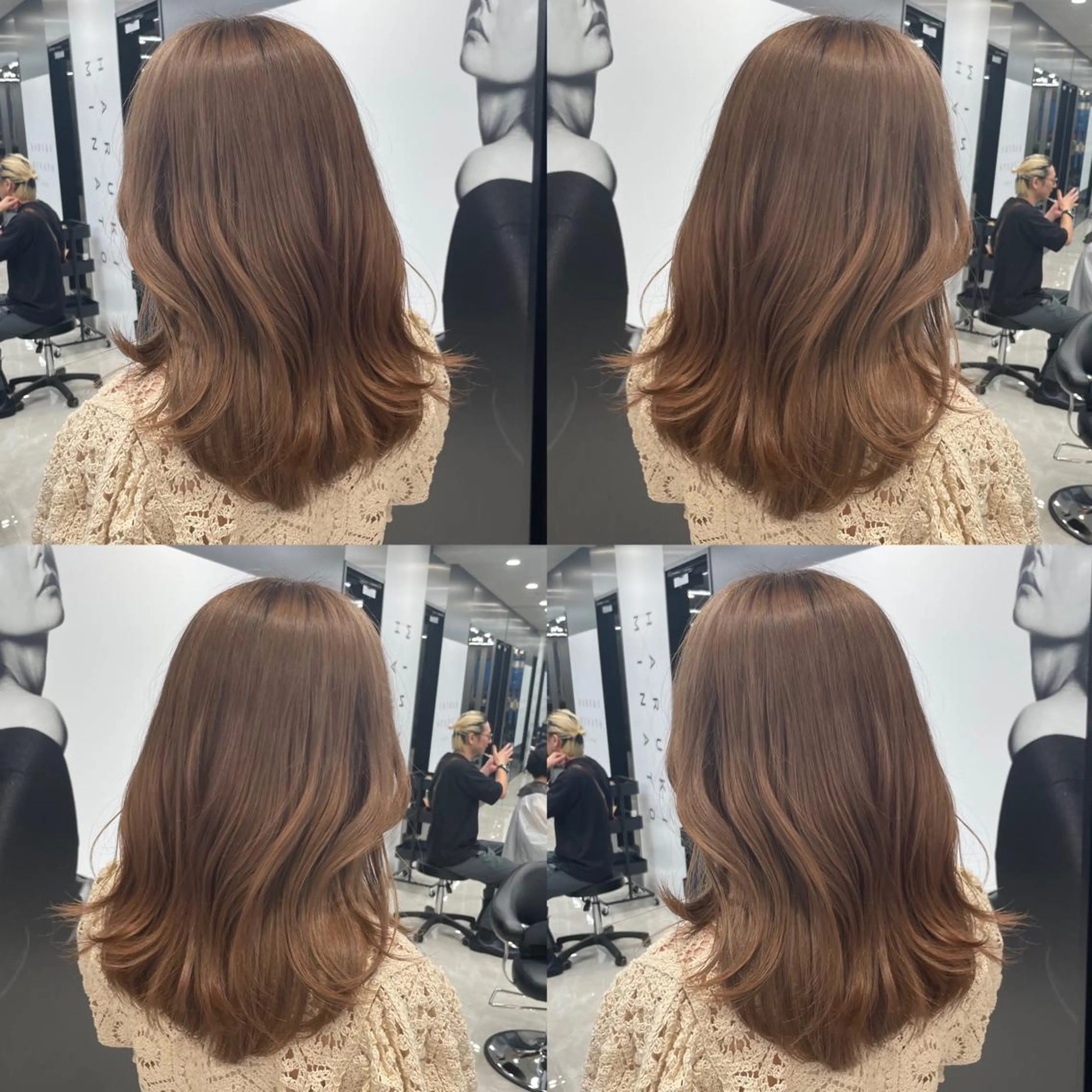 ミディアム カラー ベージュカラー ブリーチ ミルクティーベージュ 新宿/顔周りカット/ レイヤー/がっきーのヘアスタイル