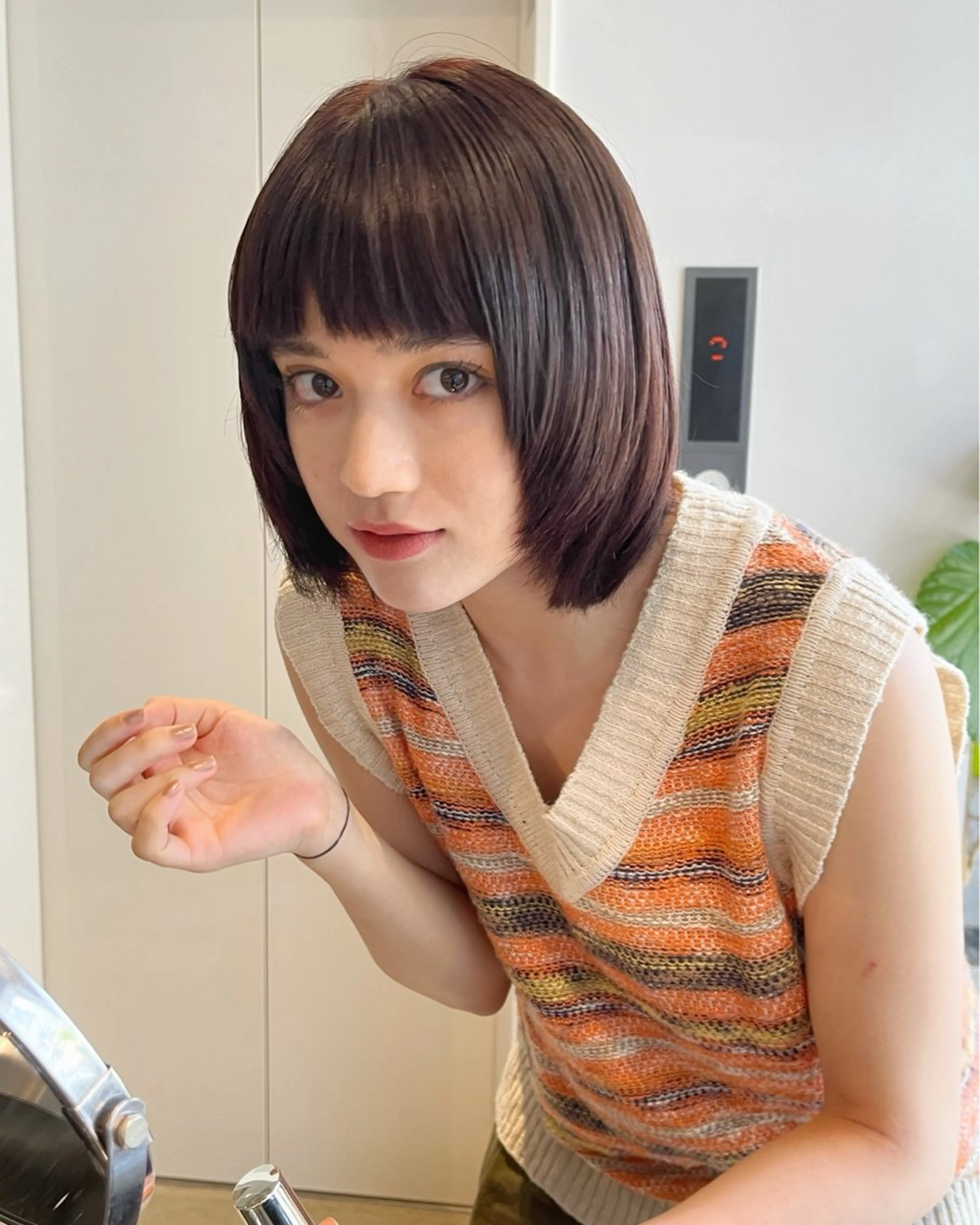 ミディアム カラー かわい りほのヘアスタイル