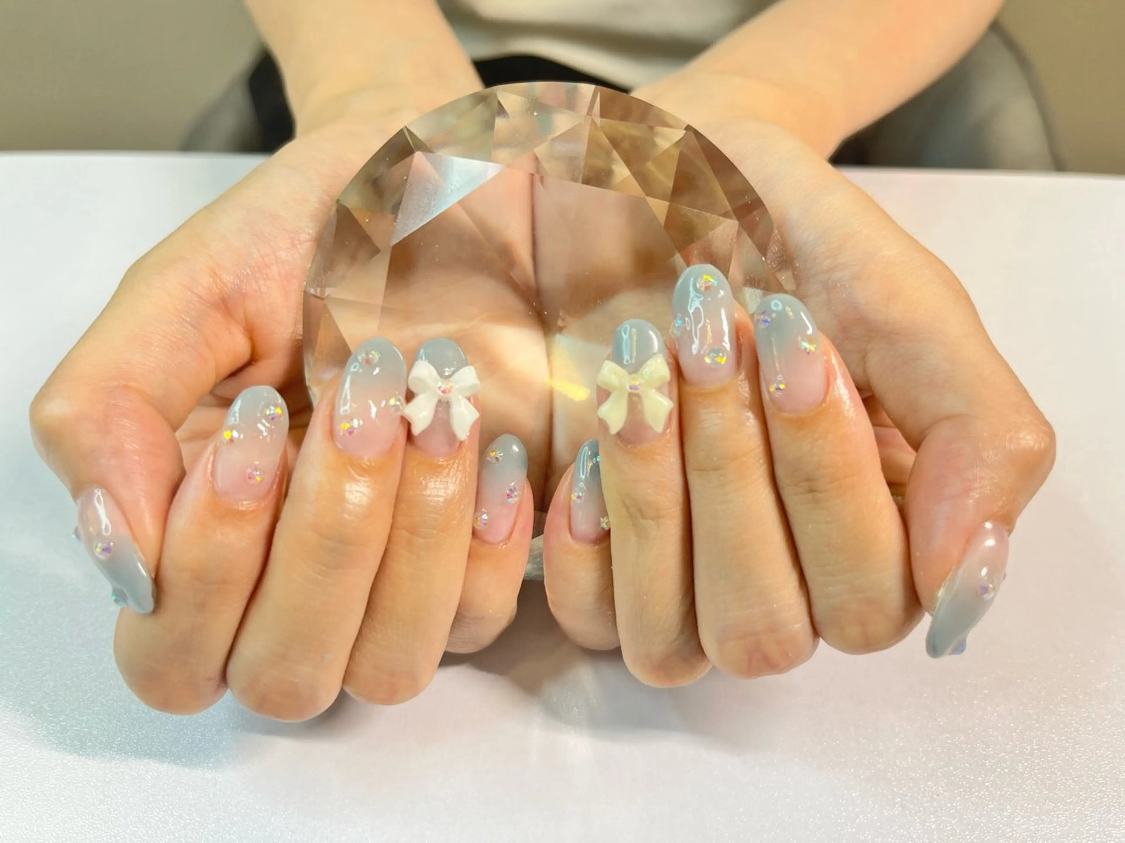 ネイル オフィスネイル ワンカラーネイル リボン シンプルネイル ストーンネイル ハンドネイル プライベートサロン N's Nailのネイルデザイン