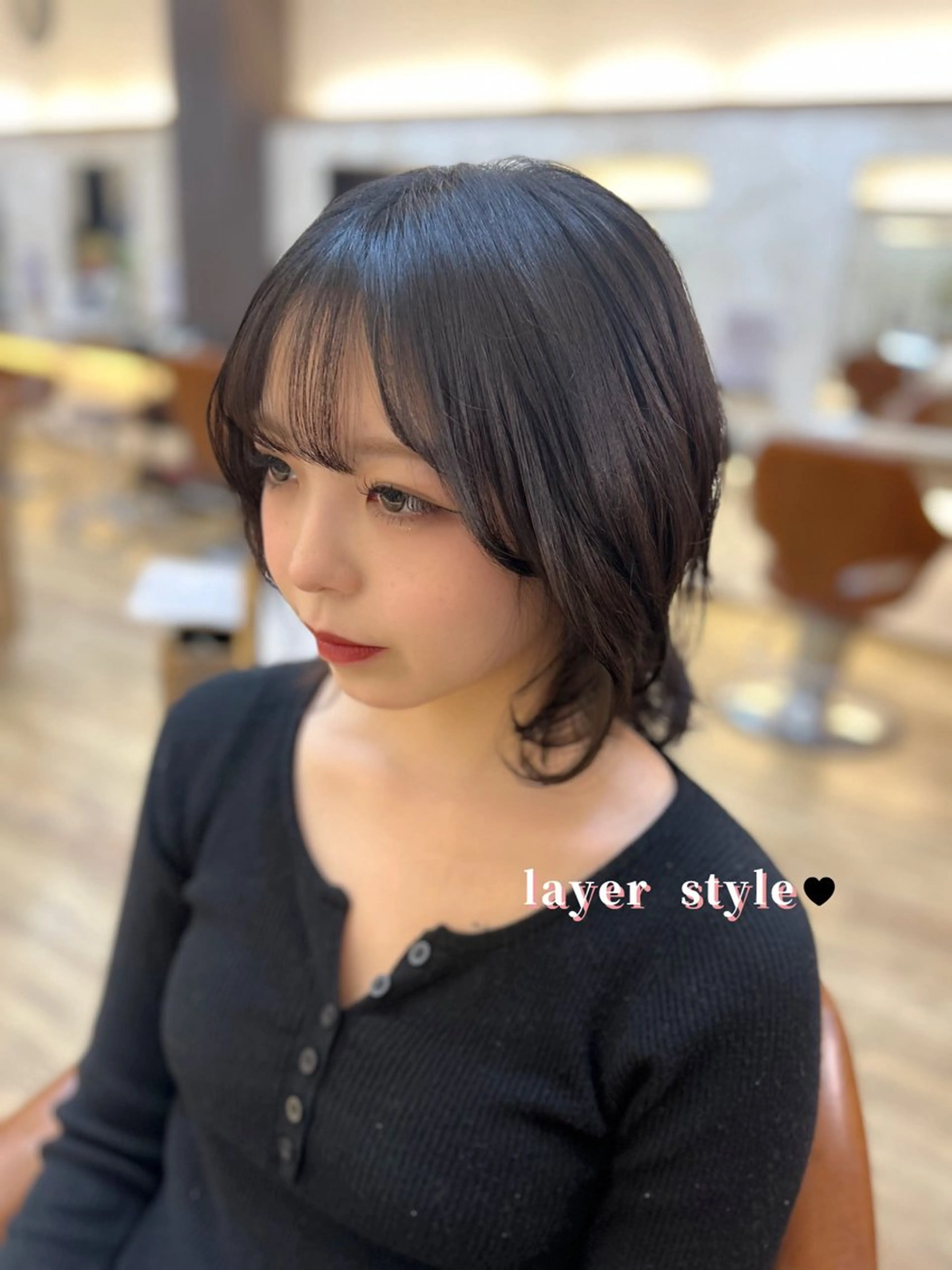 ミディアム 顔周りカット レイヤーカット 🤍FLEAR 白濱 かえで🎀.⋆のヘアスタイル