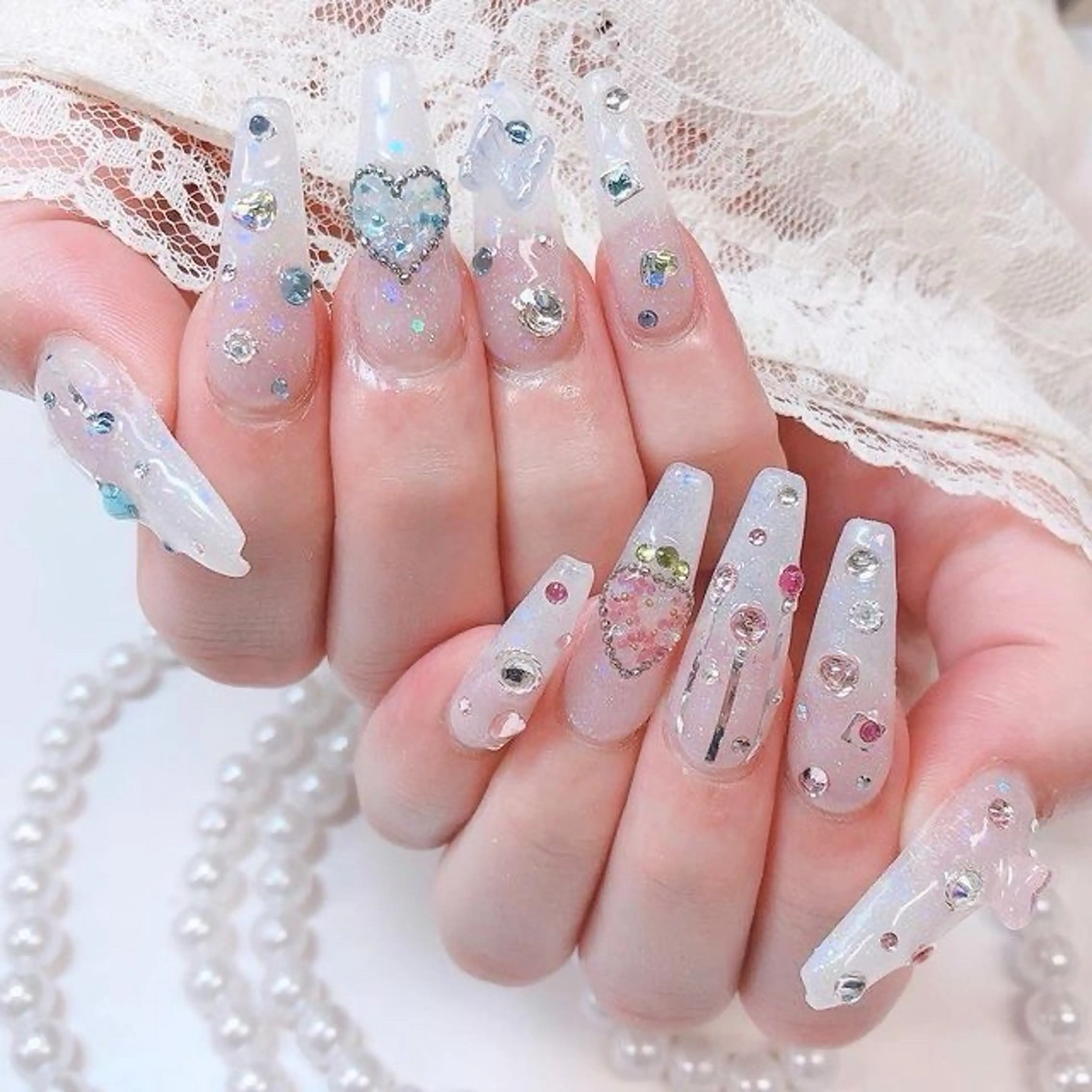 ネイル マグネットネイル ミラーネイル ニュアンスネイル ピンク ネイルチップ Lee Nailsのネイルデザイン