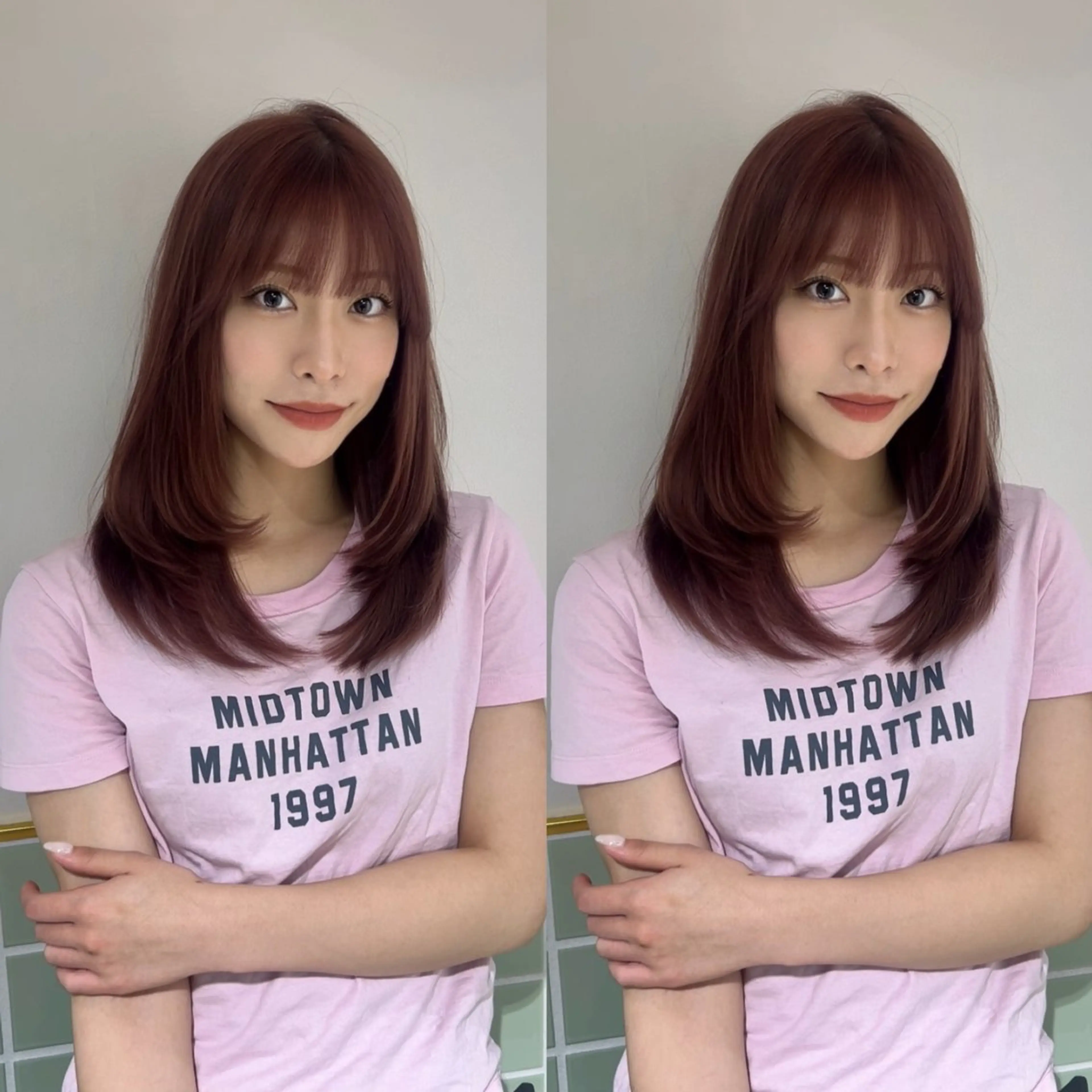 セミロング カラー パーマ キッズ 縮毛矯正 トリートメント ストレートパーマ 盛れる艶カラー× レイヤーカット/咲来のヘアスタイル