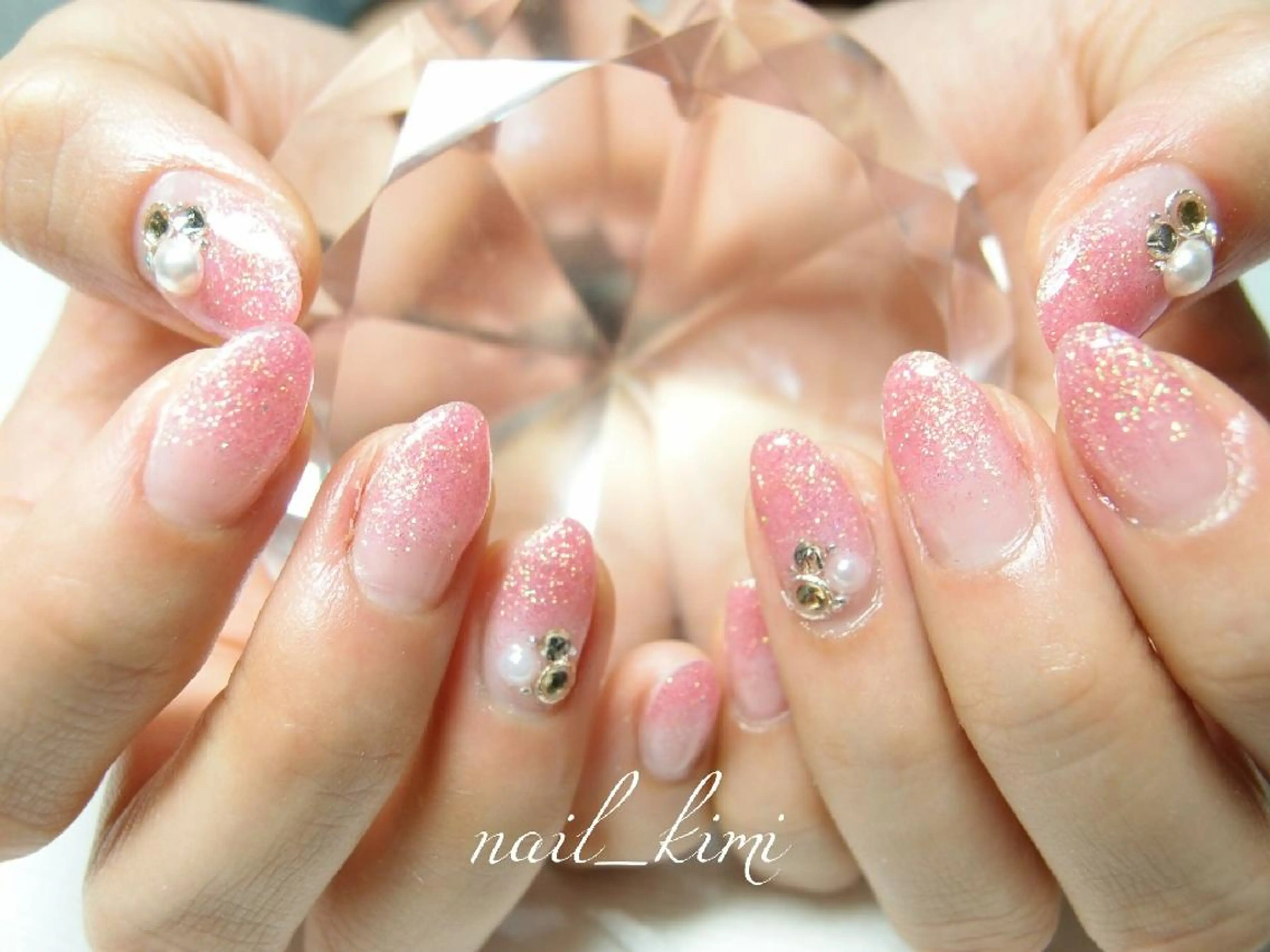 メンズ ネイル グラデーション ラメ(グリッター) ラメグラデーション ストーンネイル ConneQt所属・ETHOSENSE. kimikaのネイルデザイン