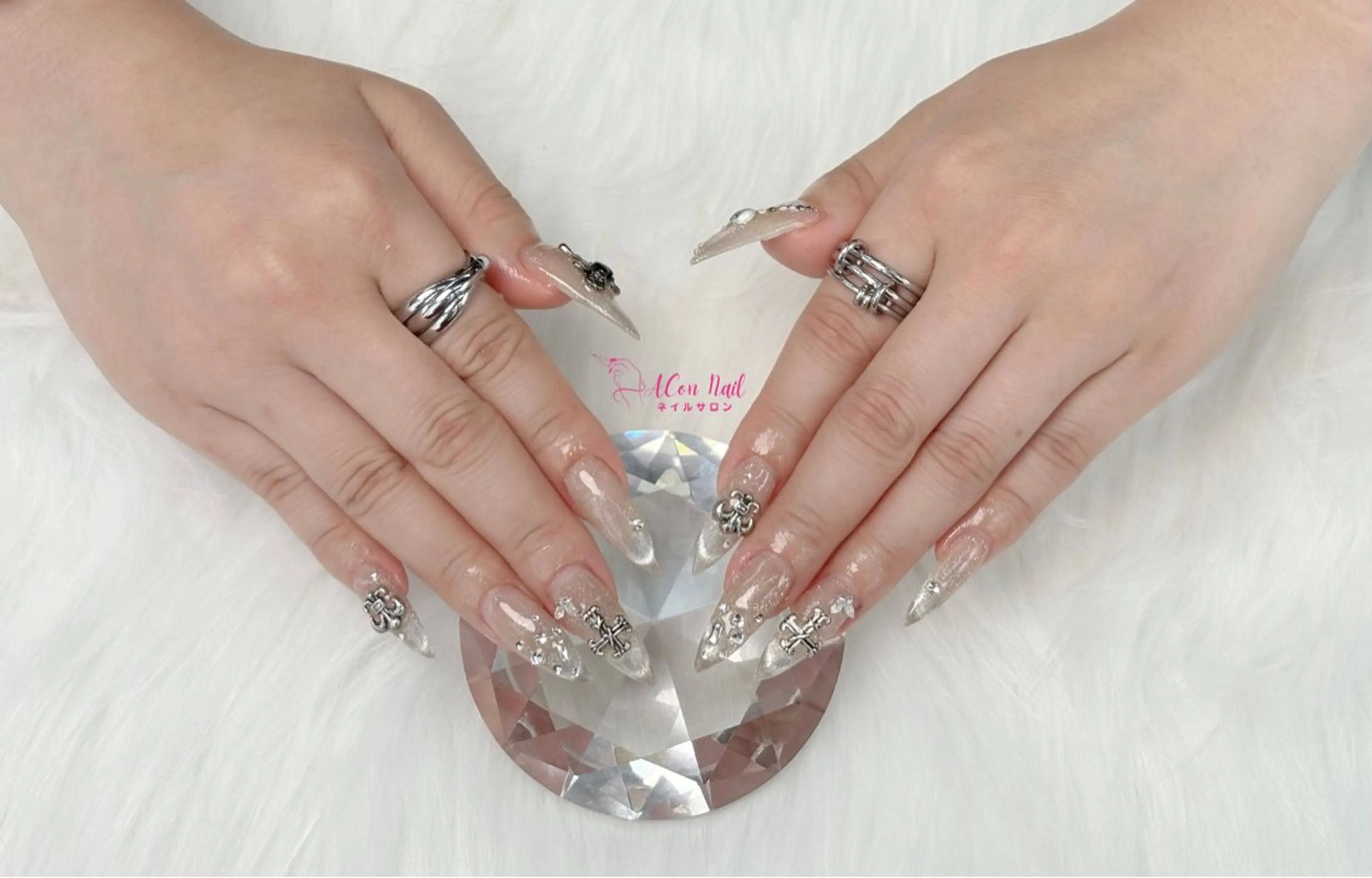 ネイル 桜ネイル 長さ出し フラワーネイル フレンチネイル ジェルネイル ハンドネイル ACon NailSalonのネイルデザイン