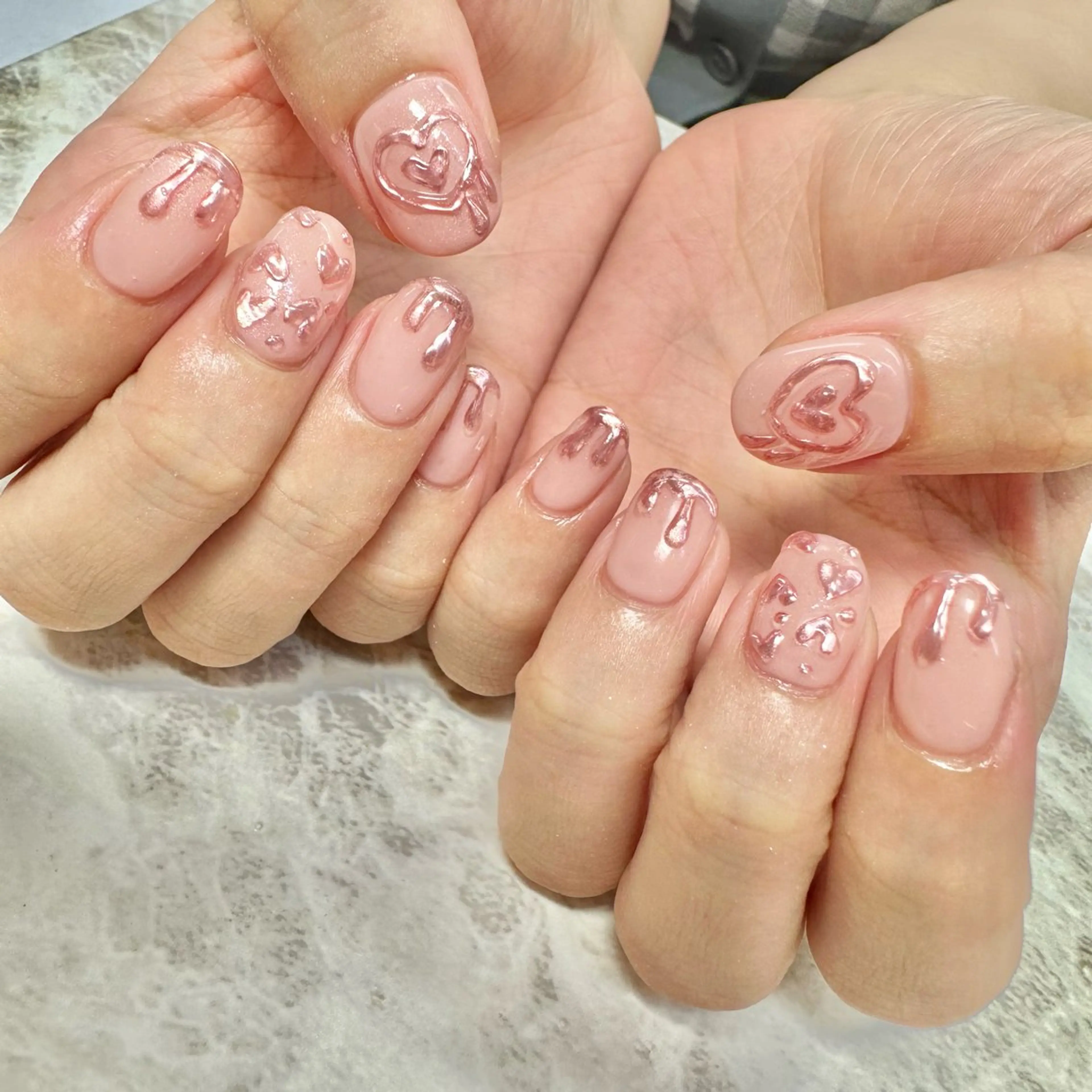 ネイル 韓国ネイル ミラーネイル ピンク ワンホンネイル 🤎CHARME NAIL🤎のネイルデザイン
