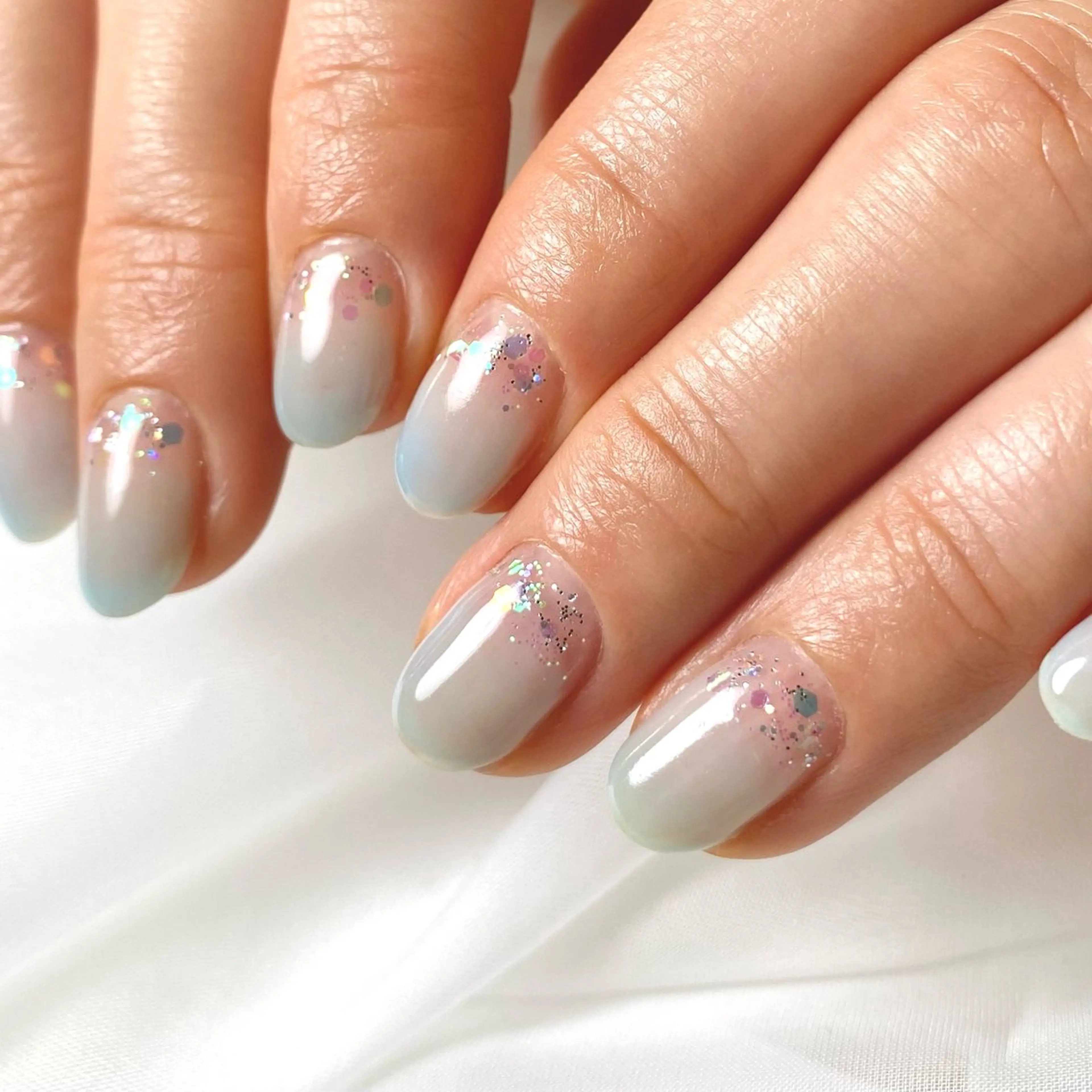 ネイル ブルー グラデーション ラメ(グリッター) パステルネイル Lilikoi nailのネイルデザイン