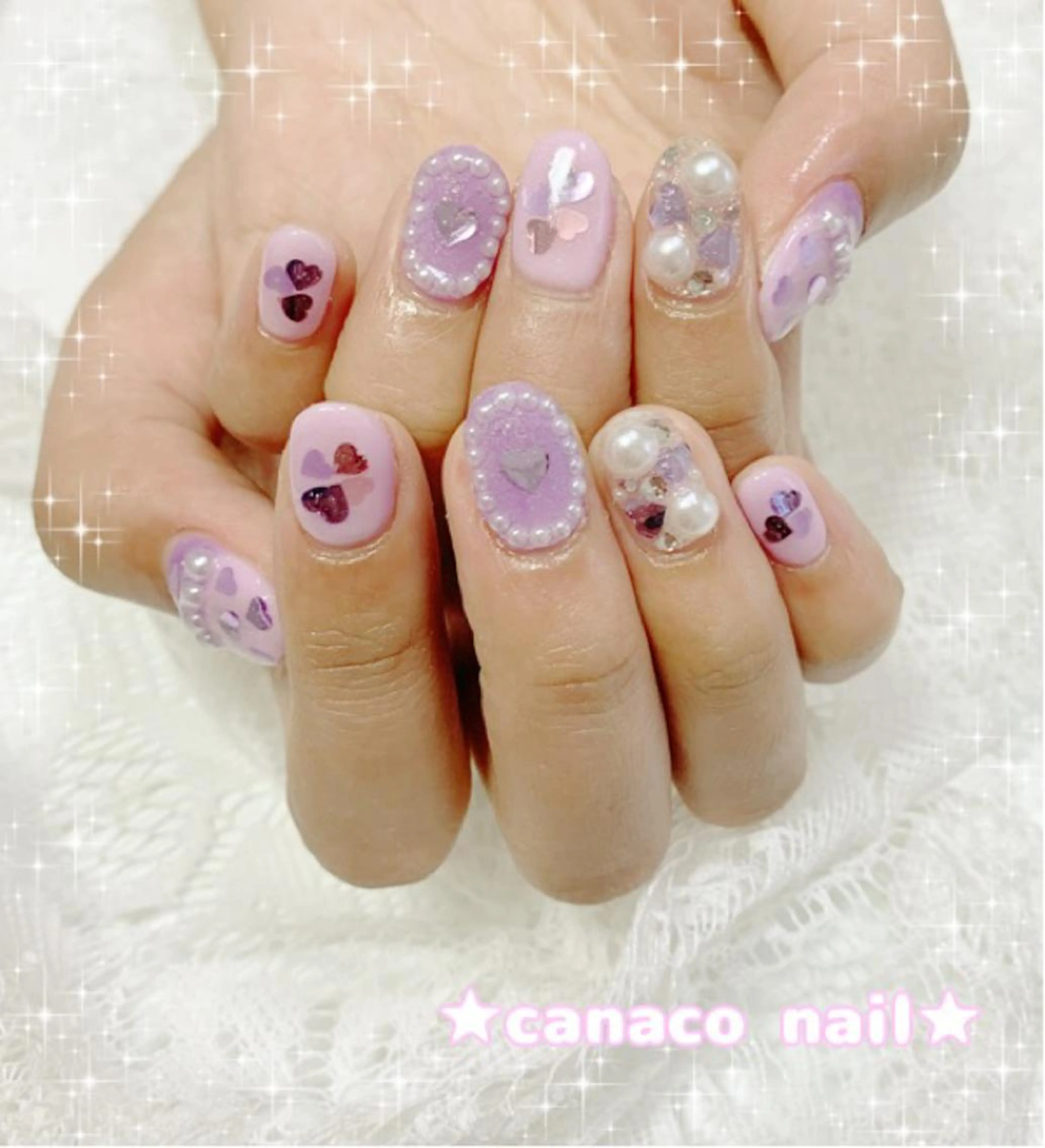 ネイル ハート ハンドネイル ハンドケア ベテランネイル cnc  nailのネイルデザイン