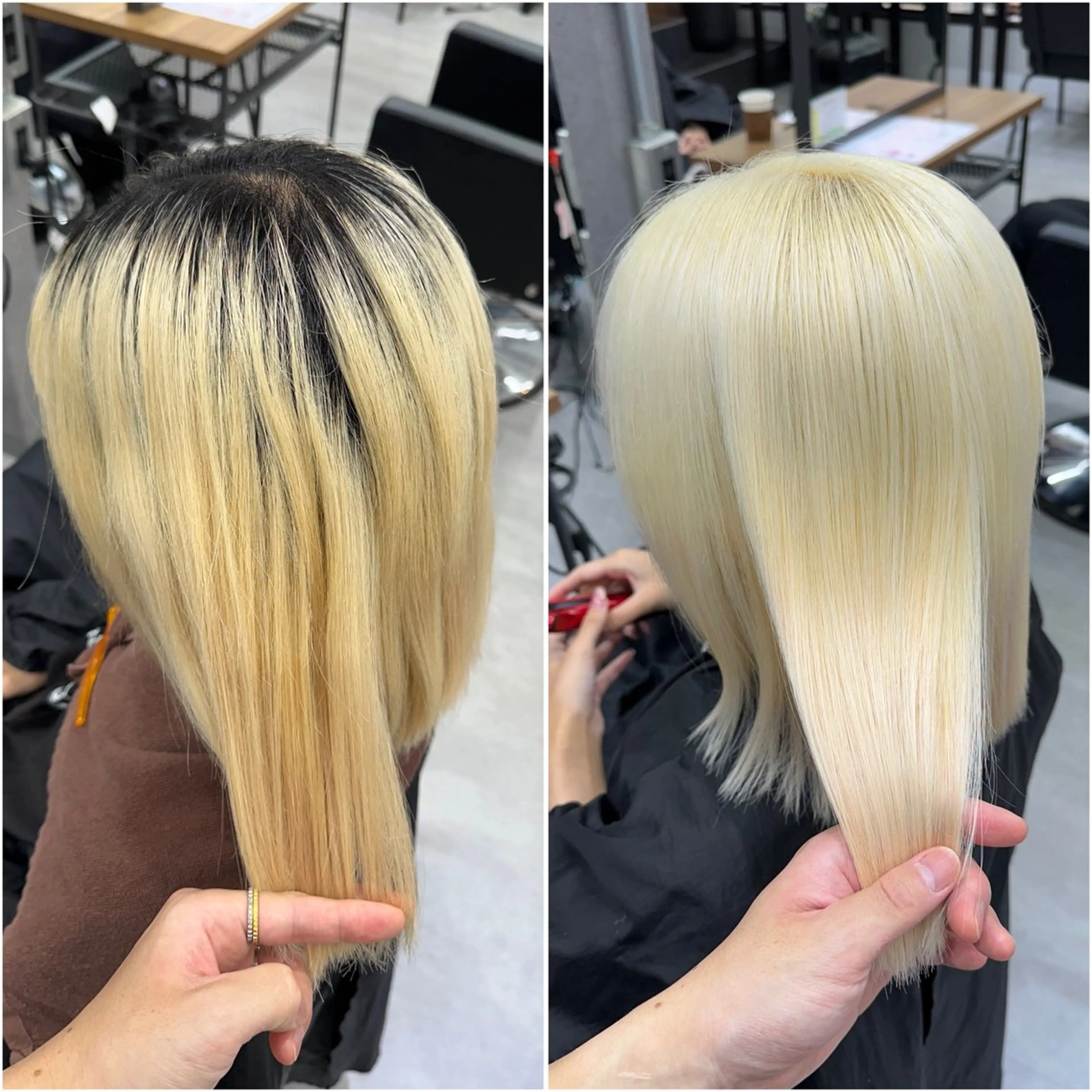 ショート カラー ブロンド ダブルカラー ハイトーンカラー KEISUKE🐶 カラー✨エクステのヘアスタイル