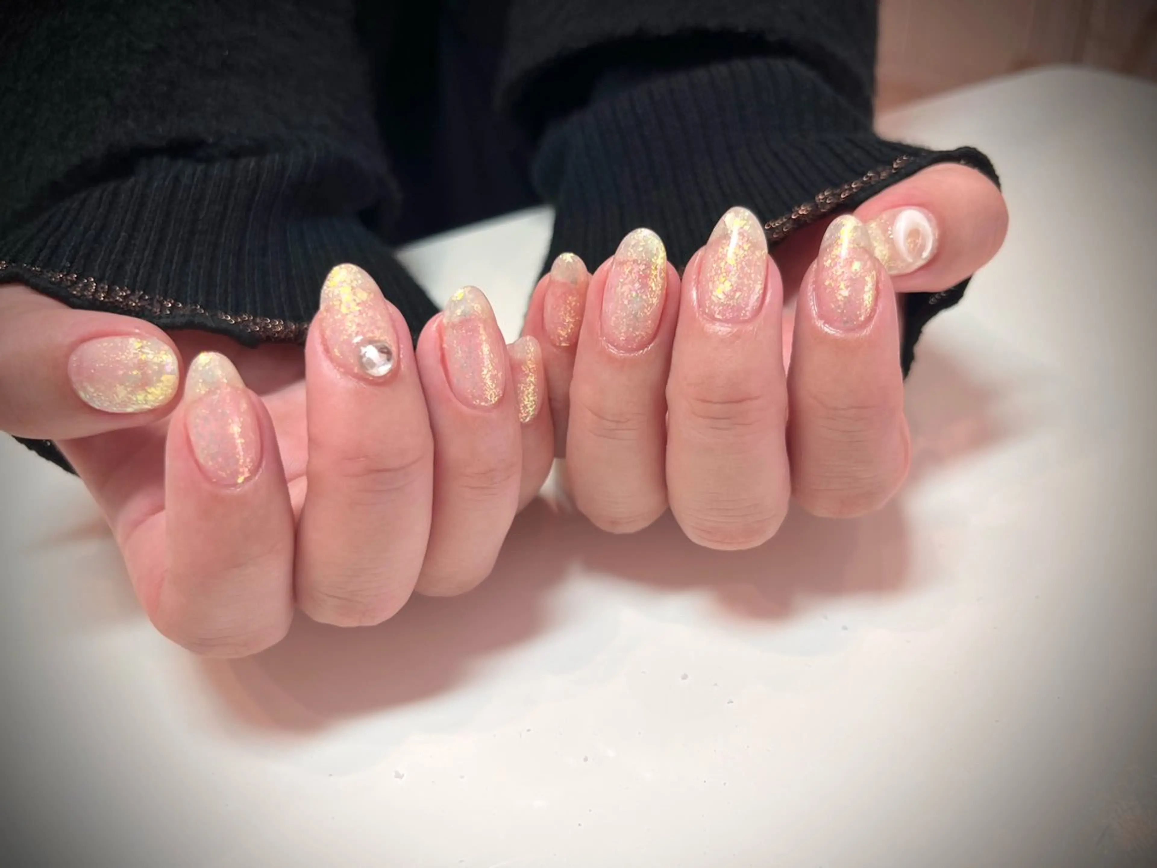 ネイル オーロラネイル クリアネイル ジェルネイル 春ネイル himitsu kichiのネイルデザイン