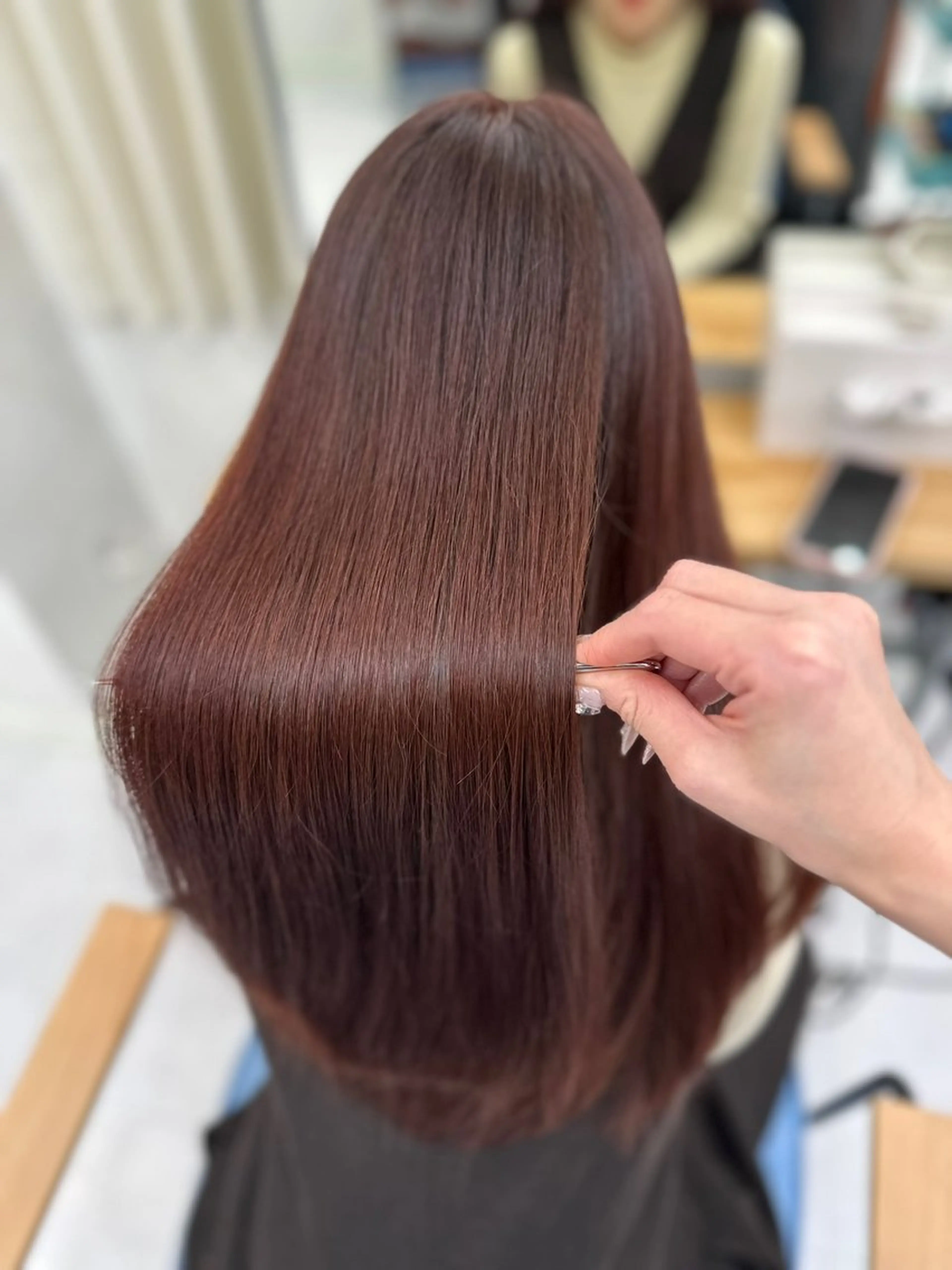 ロング カラー ブリーチ ブラウンカラー 透明感カラー ダブルカラー ブリーチなしカラー カット ヘアカラー トリートメント 縮毛矯正×ボブ💎 髪質改善/木下のヘアスタイル