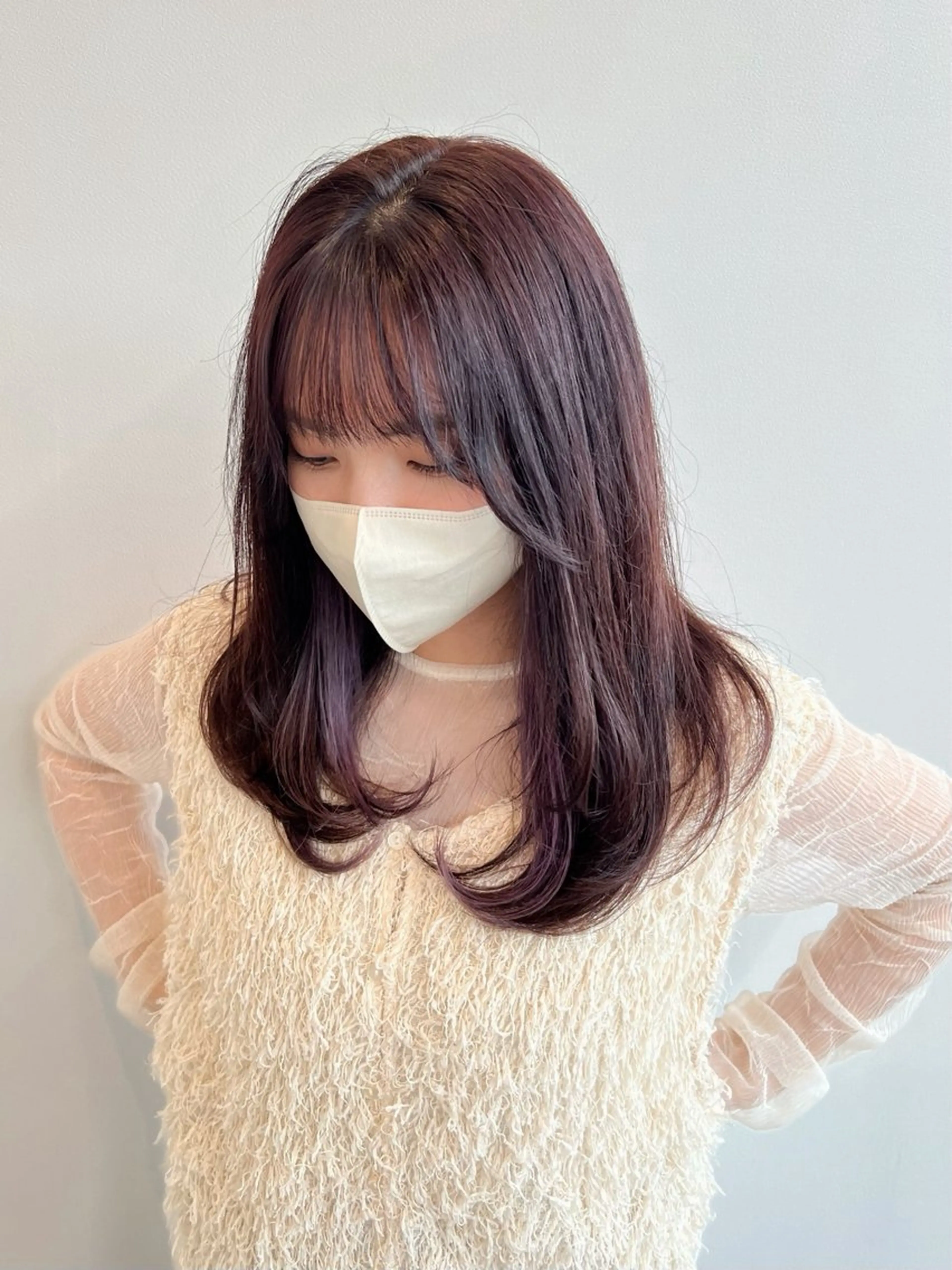 セミロング カラー ラベンダーカラー レイヤーカット カット ヘアカラー トリートメント 中原 なおこのヘアスタイル