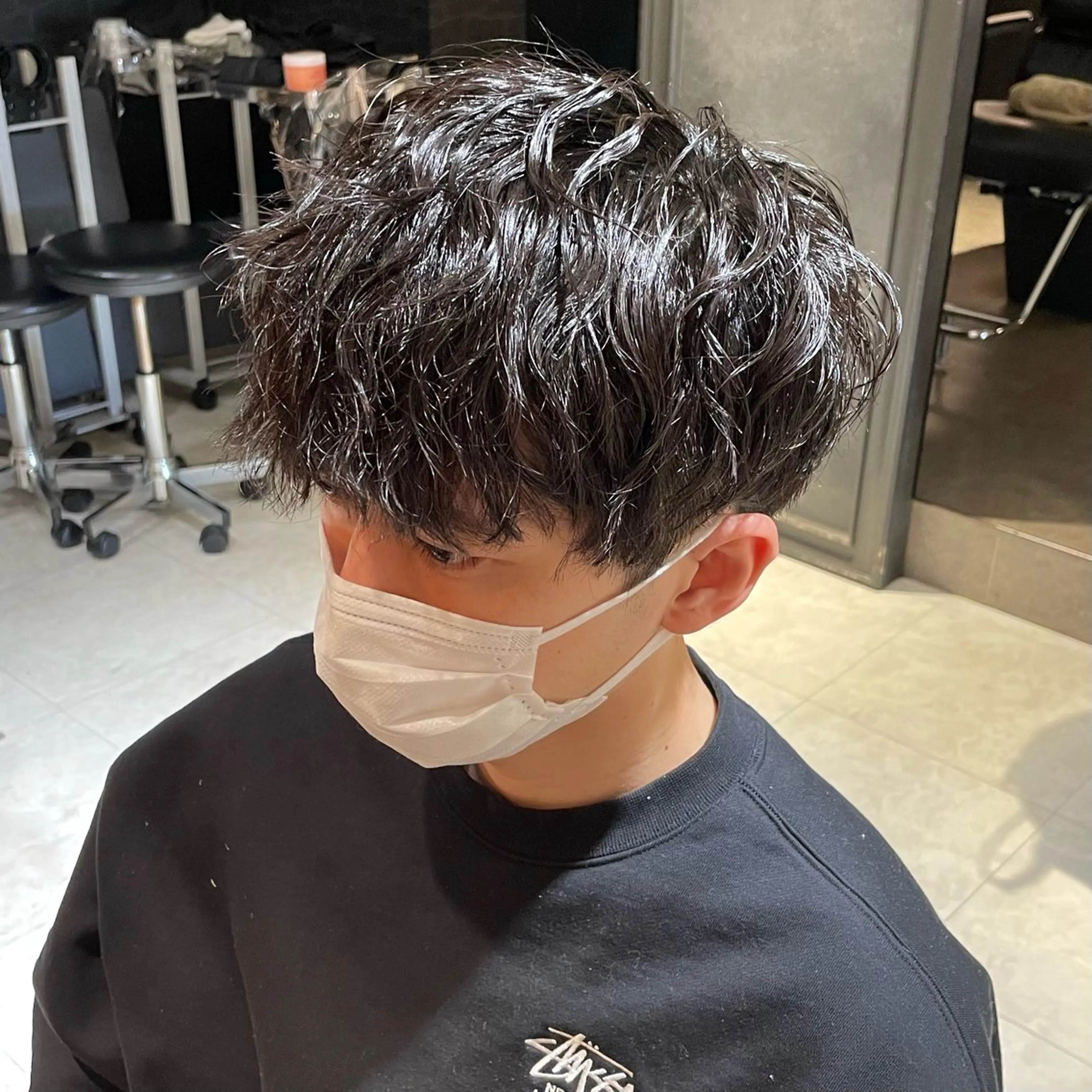 ショート パーマ メンズ 波巻きパーマ メンズ専門美容師✂︎ 大庭勝己のヘアスタイル