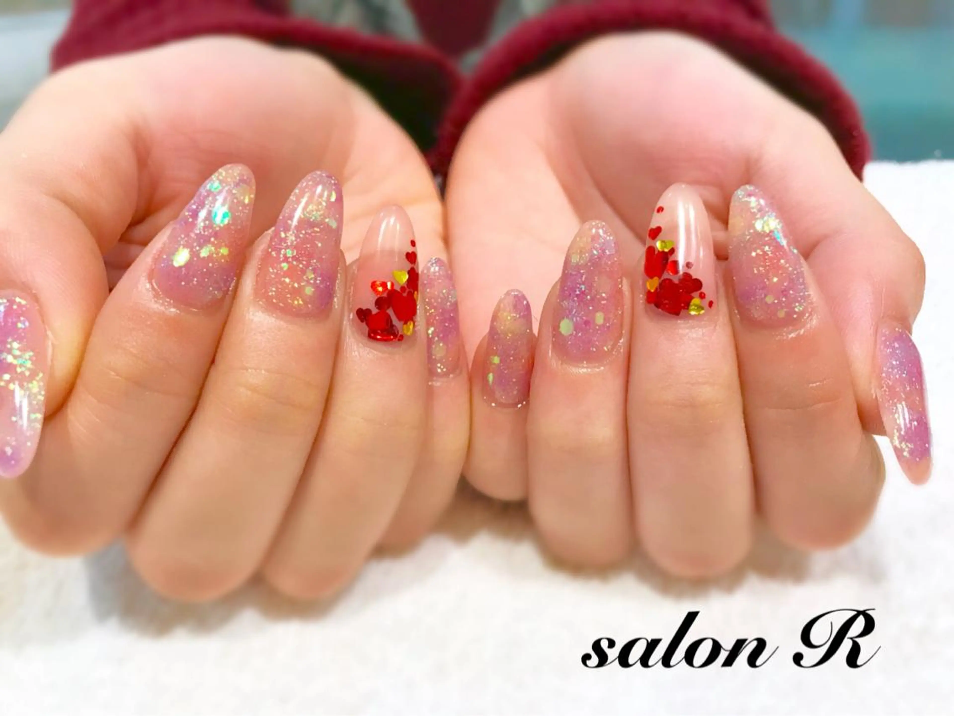 ネイル ハート ラメ(グリッター) NARUMI HYODOのネイルデザイン