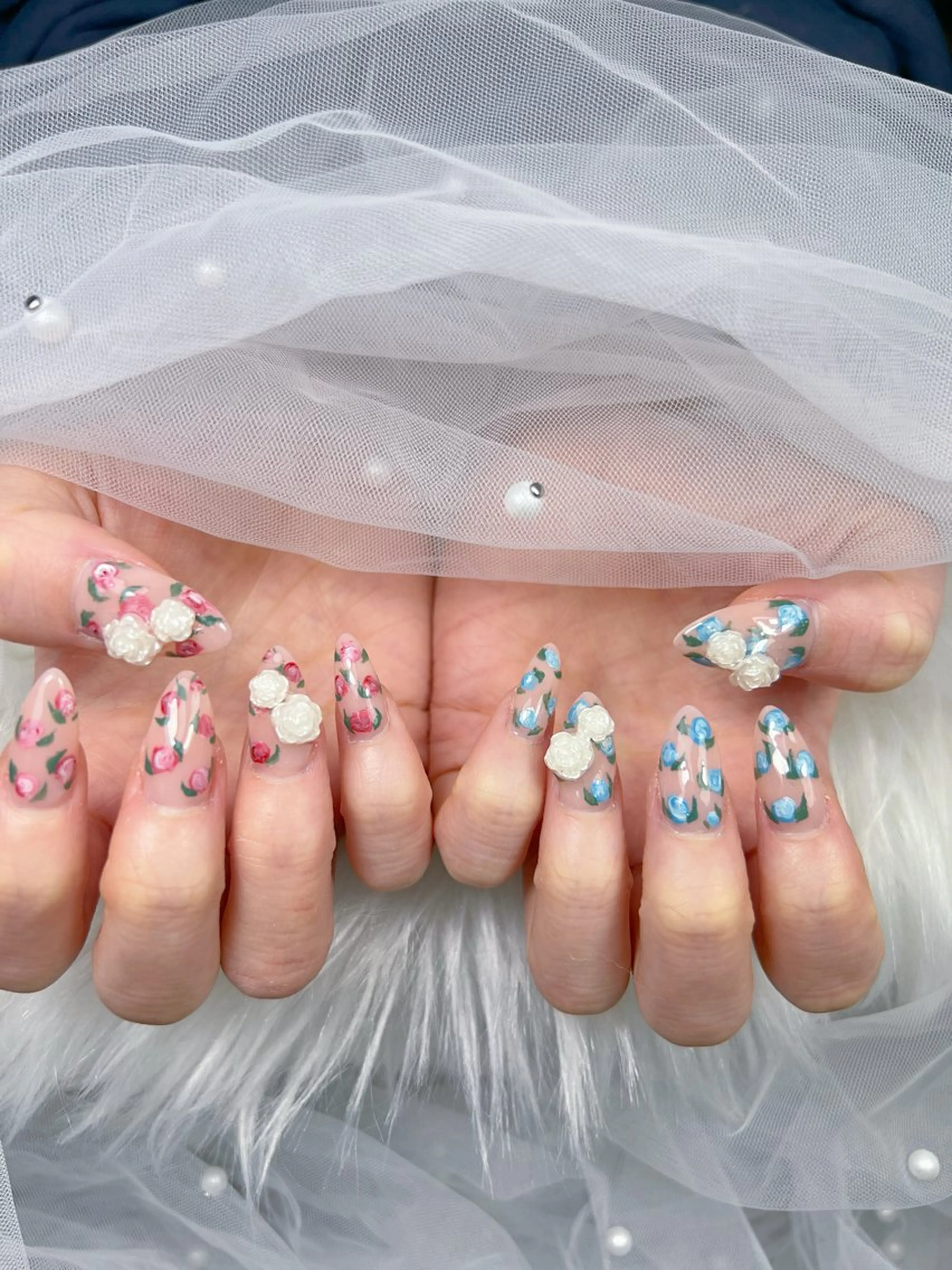 ネイル アートネイル オーロラネイル チークネイル 長さ出し フットネイル ハンドネイル フットネイル ハンドケア Noiranail_ studio川越西口のネイルデザイン