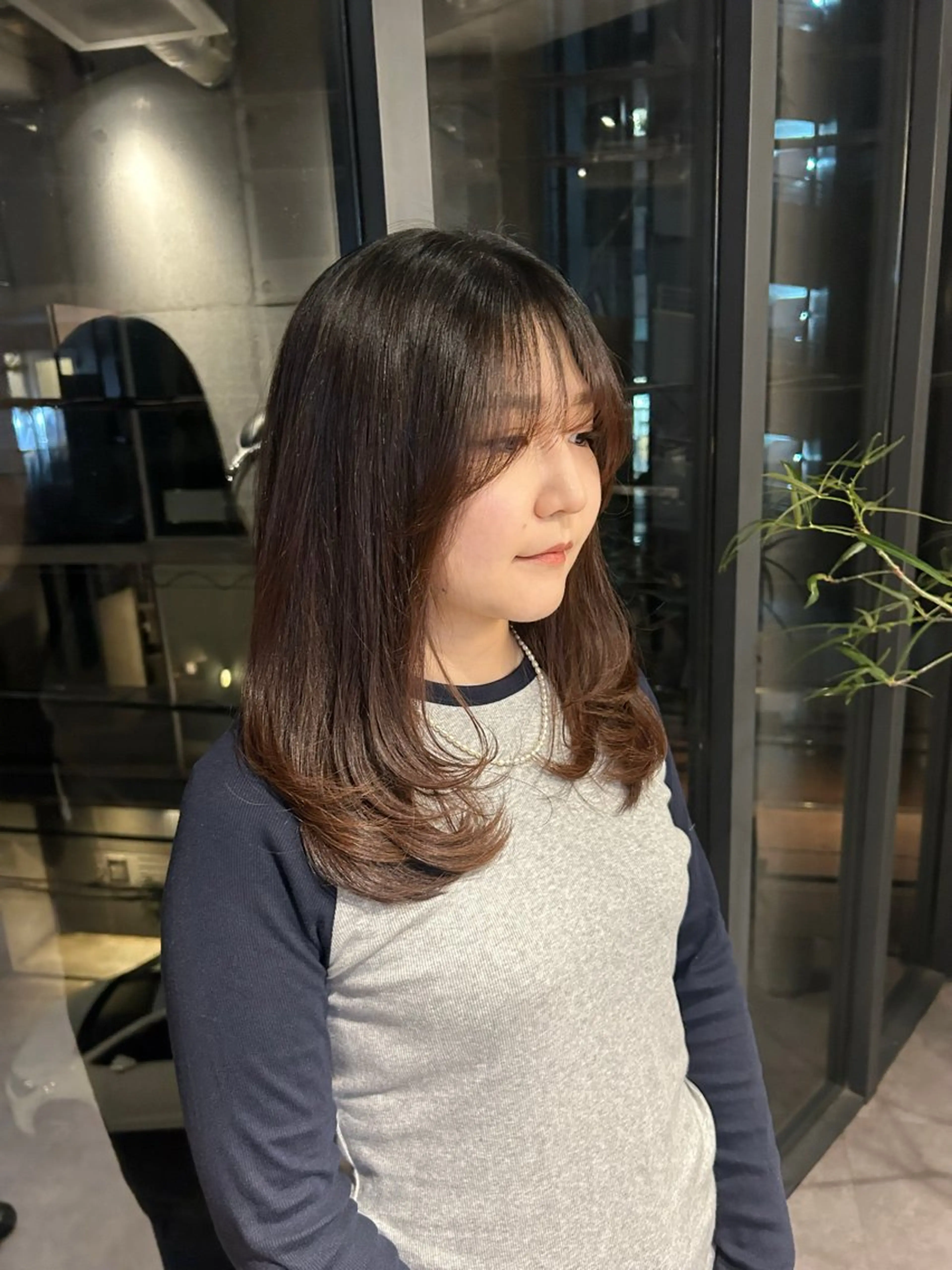 セミロング カラー パーマ レイヤーカット ストレートパーマ 👒oikawa kaede🍃のヘアスタイル