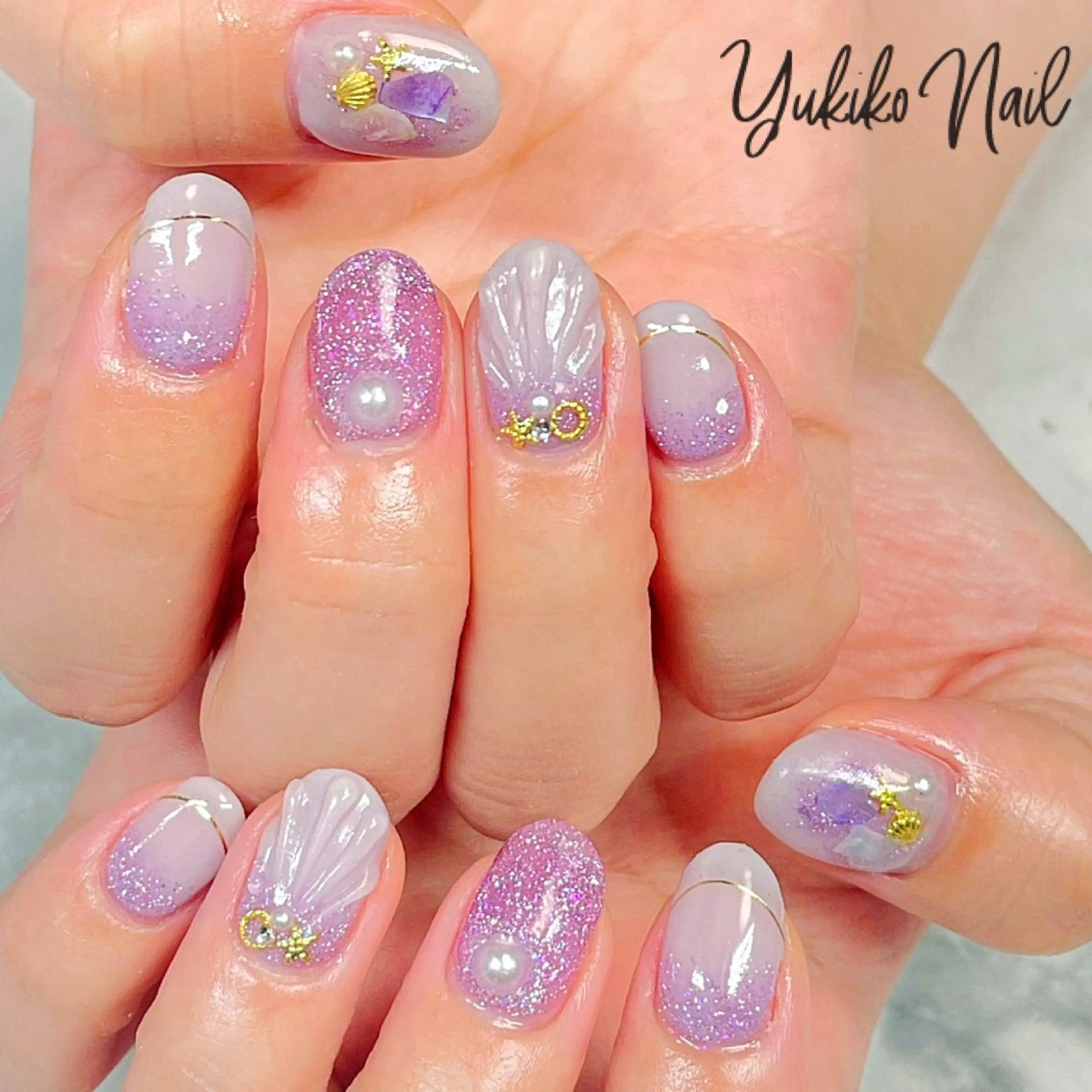 ネイル フラッシュネイル グラデーション 夏ネイル ユキコ ネイルのネイルデザイン