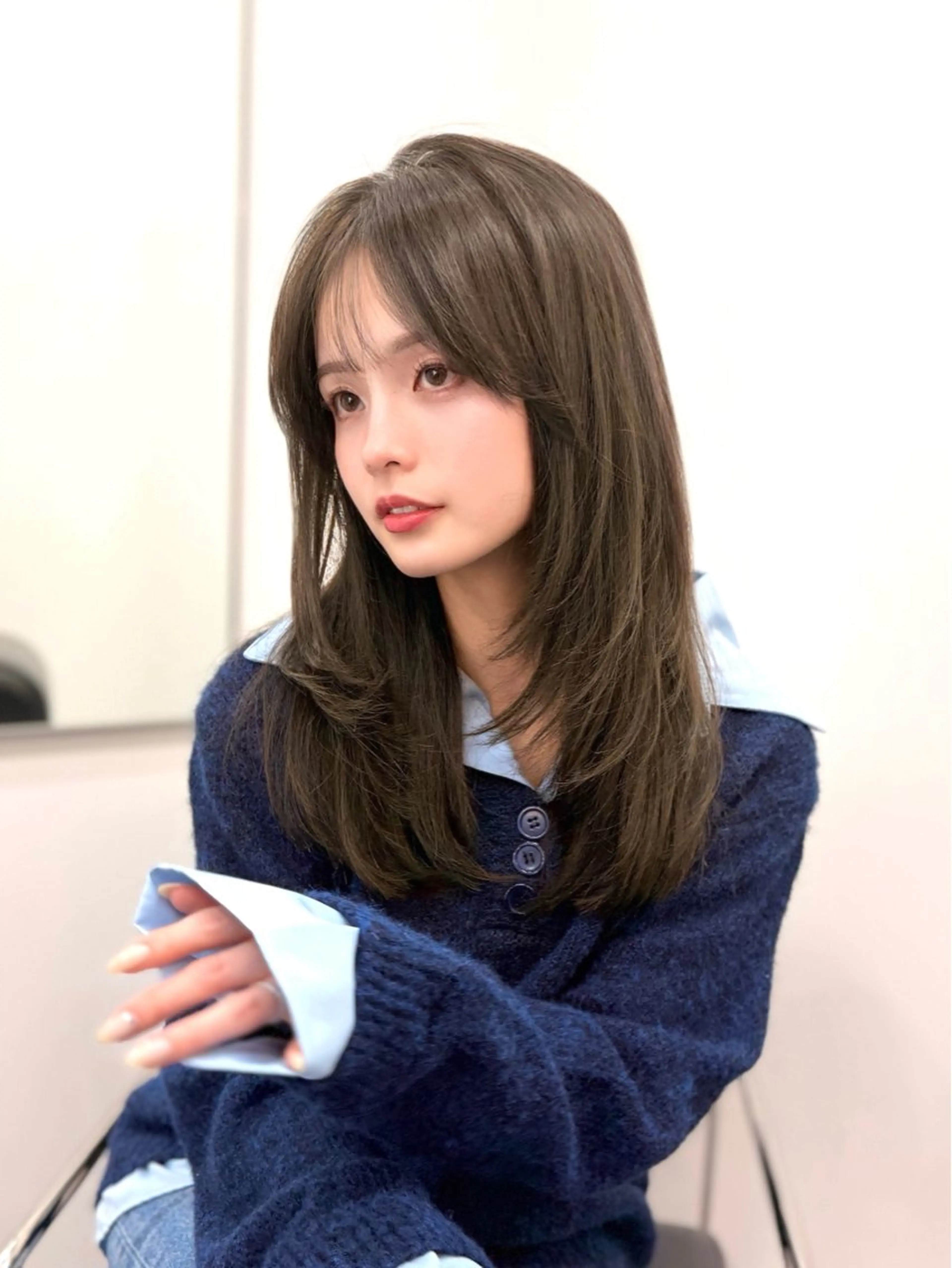 セミロング カラー ブリーチ グレージュ ブリーチなしカラー オリーブグレージュ オリーブグレー 顔まわり職人🇰🇷 韓国ヘア/KAITOのヘアスタイル