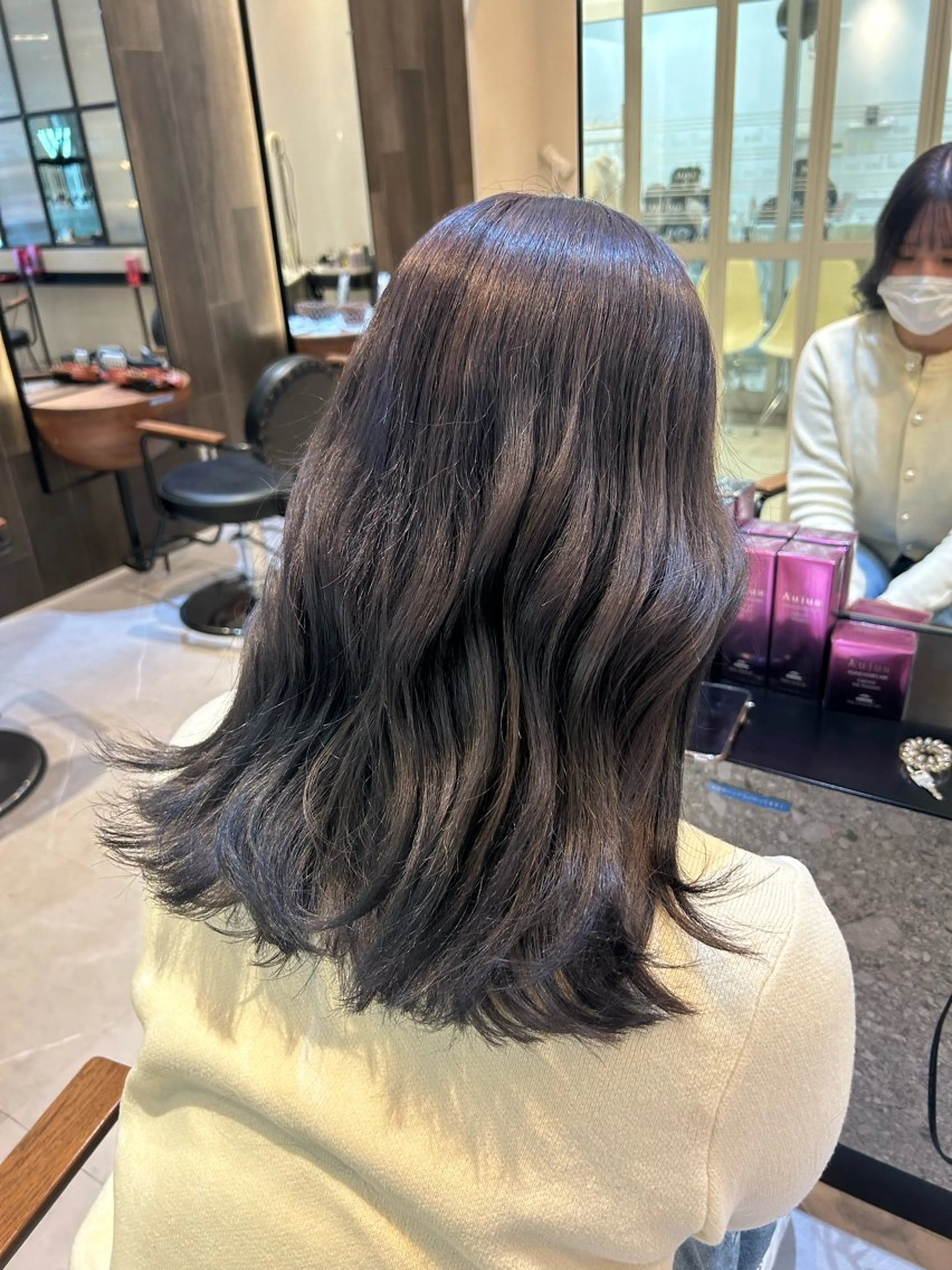 ミディアム カラー 透明感カラー ラベンダーカラー カット ヘアカラー トリートメント 縮毛矯正/カット/ 韓国ヘア/蛯原🍤のヘアスタイル