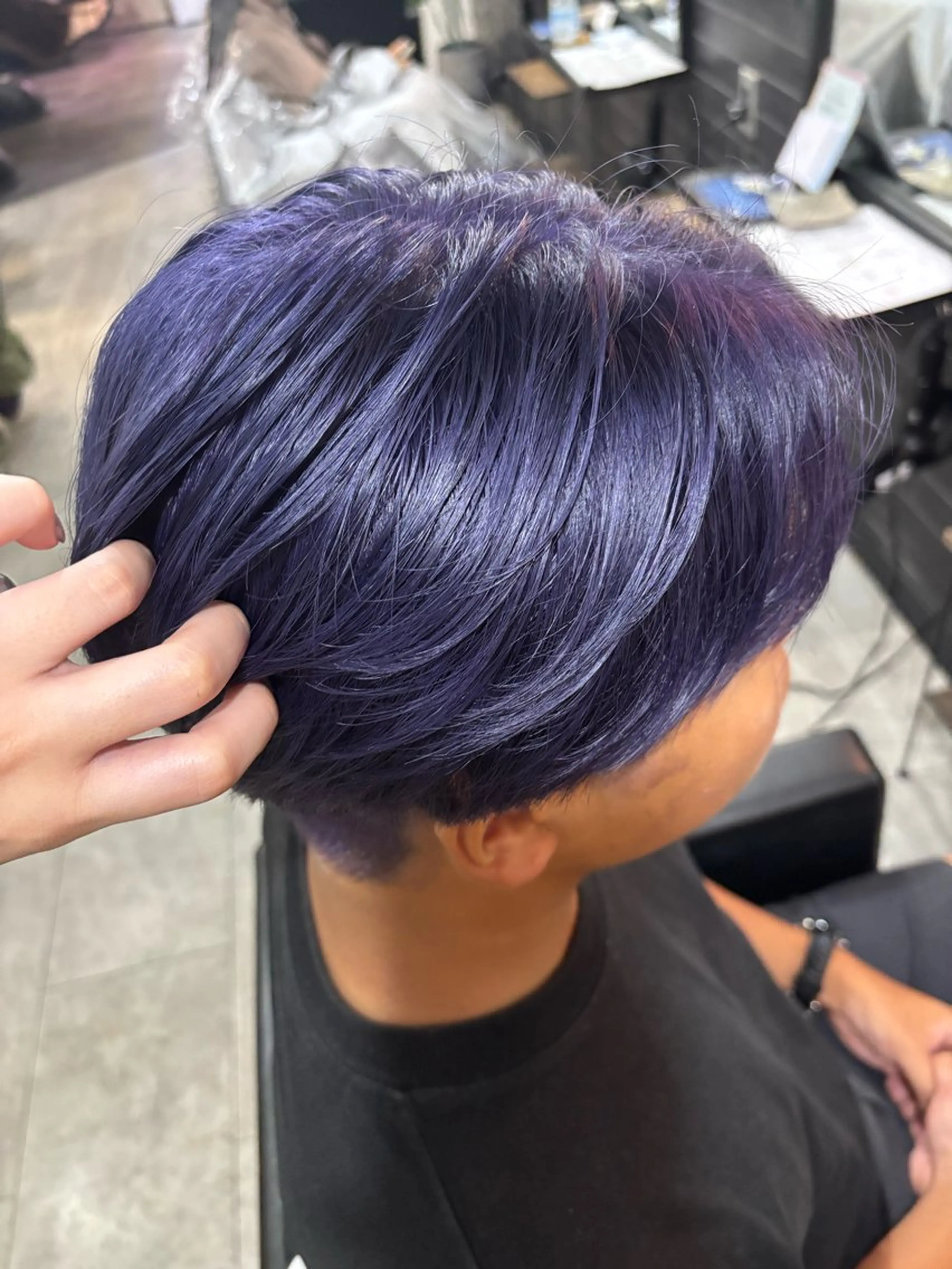 ショート カラー ブルーカラー ブルーラベンダー ラベンダーカラー カット ヘアカラー 🌈メンズパーマ🌀 またのあれんのヘアスタイル