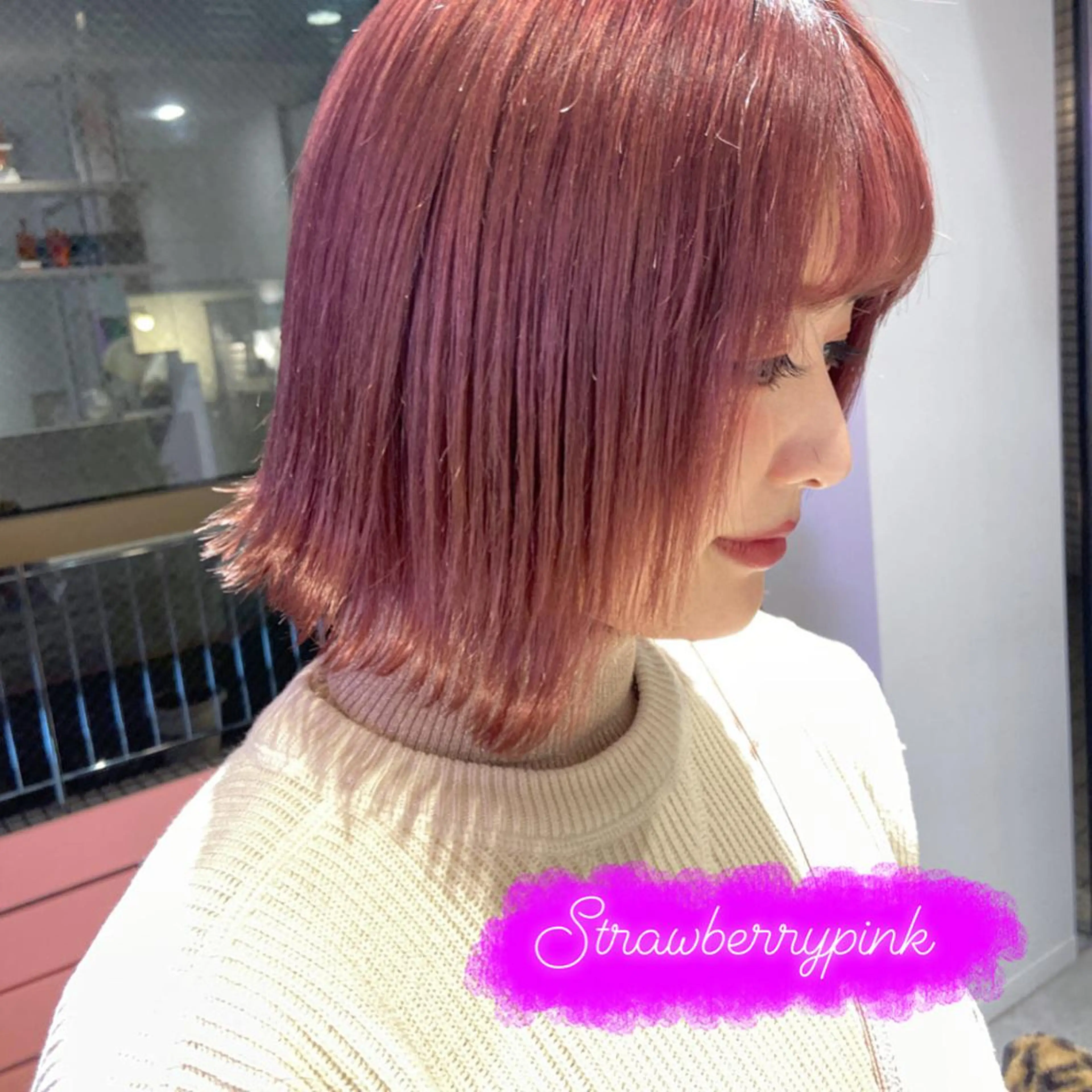 ショート カラー ヘアアレンジ ピンクカラー ボブ 天神レイヤーカット No.1💖マユカのヘアスタイル
