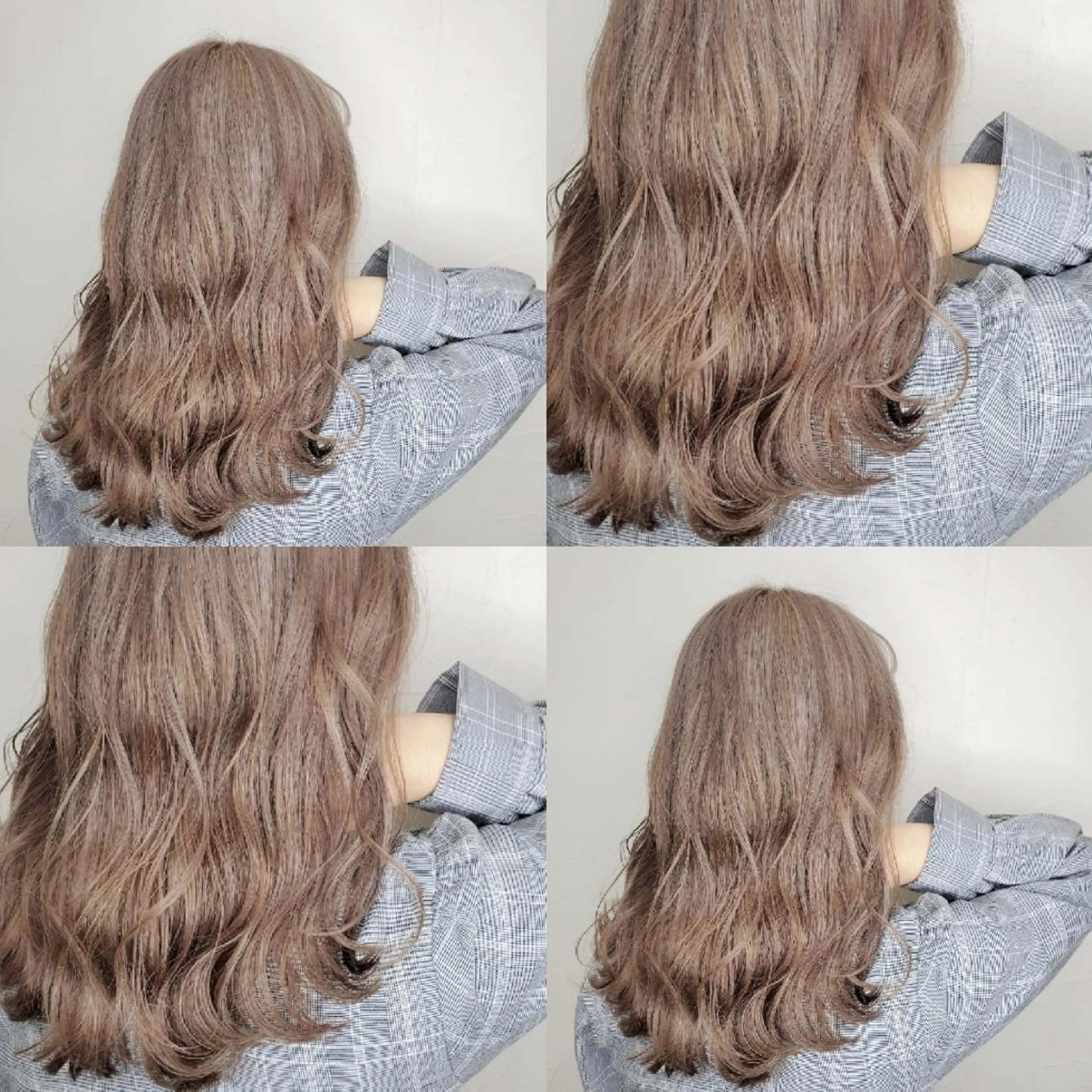 セミロング ヘアカラー ツヤ髪✨縮毛矯正 ハイトーンカラーのヘアスタイル