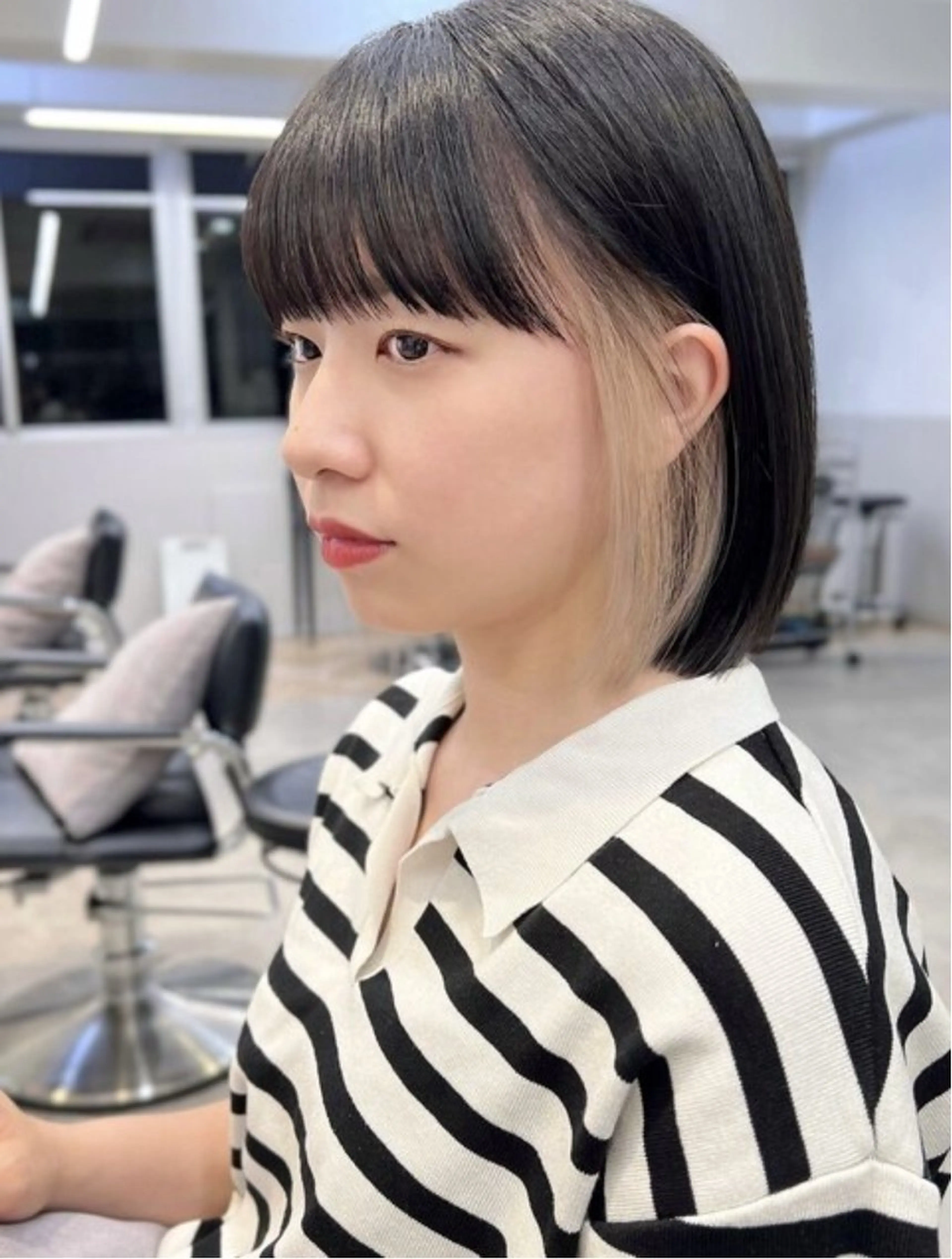 ミディアム ショートボブ アッシュ アッシュグレー アッシュグレージュ ボブ 🎀クロスパーマ／ ボブ🎀MOMONAのヘアスタイル