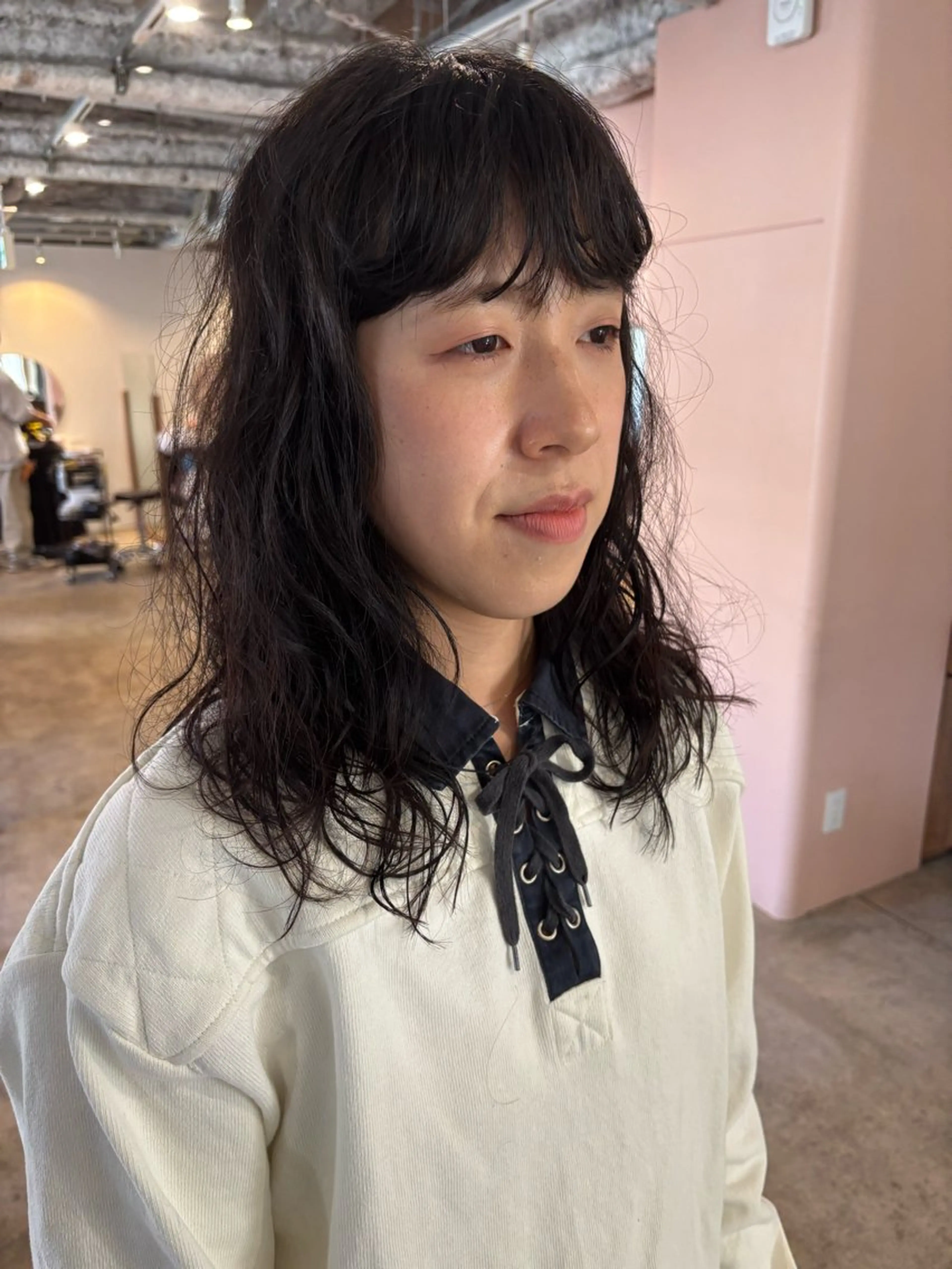 ミディアム カラー パーマ カット パーマ トリートメント Hayashi Shioriのヘアスタイル