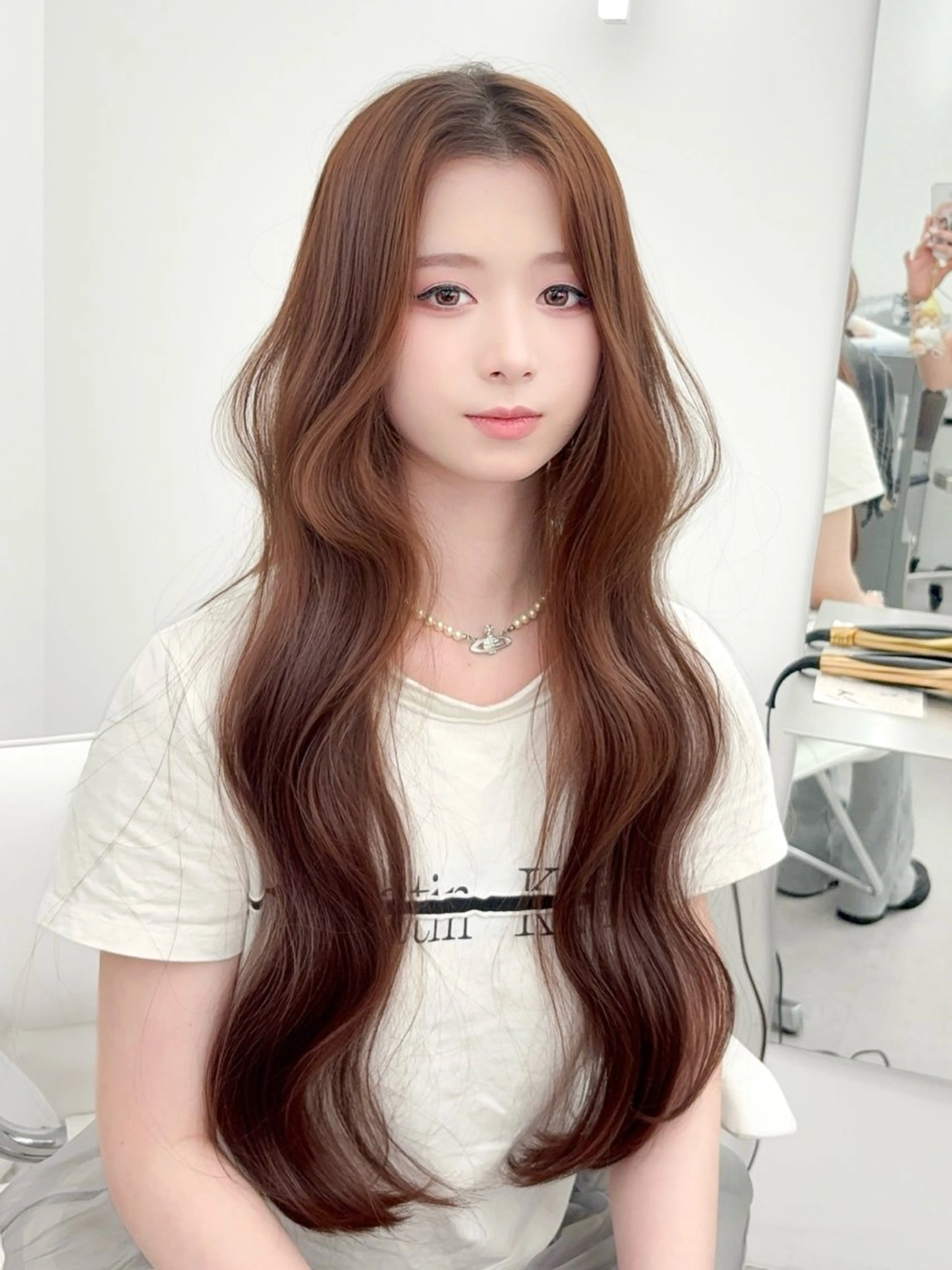 ロング カラー ブラウンカラー 透明感カラー 韓国ヘア/レイヤー/ 顔まわり足立遥奈のヘアスタイル