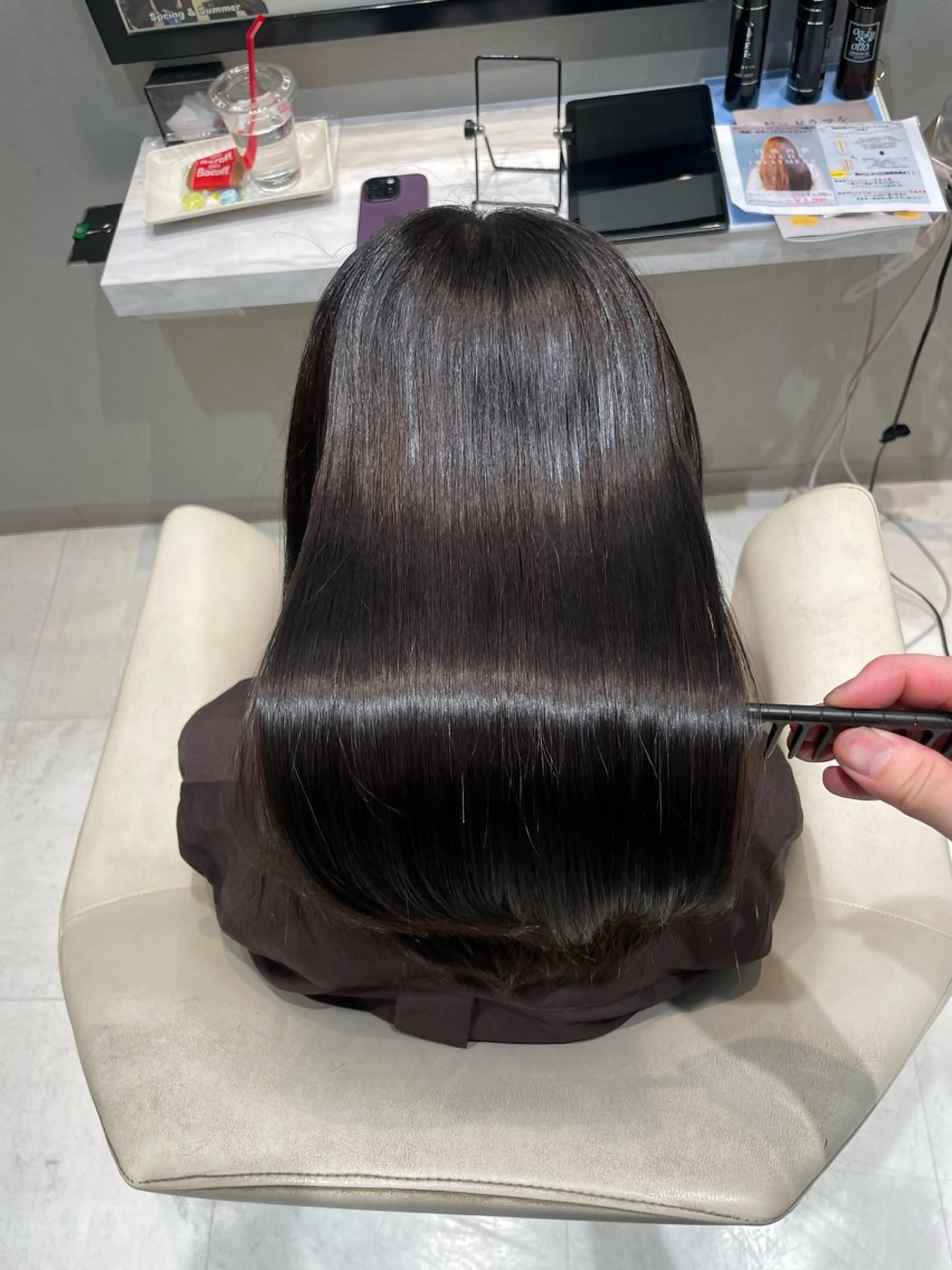 ロング パーマ カット 縮毛矯正 トリートメント k-twoたき✨艶感 カラー／美髪矯正のヘアスタイル