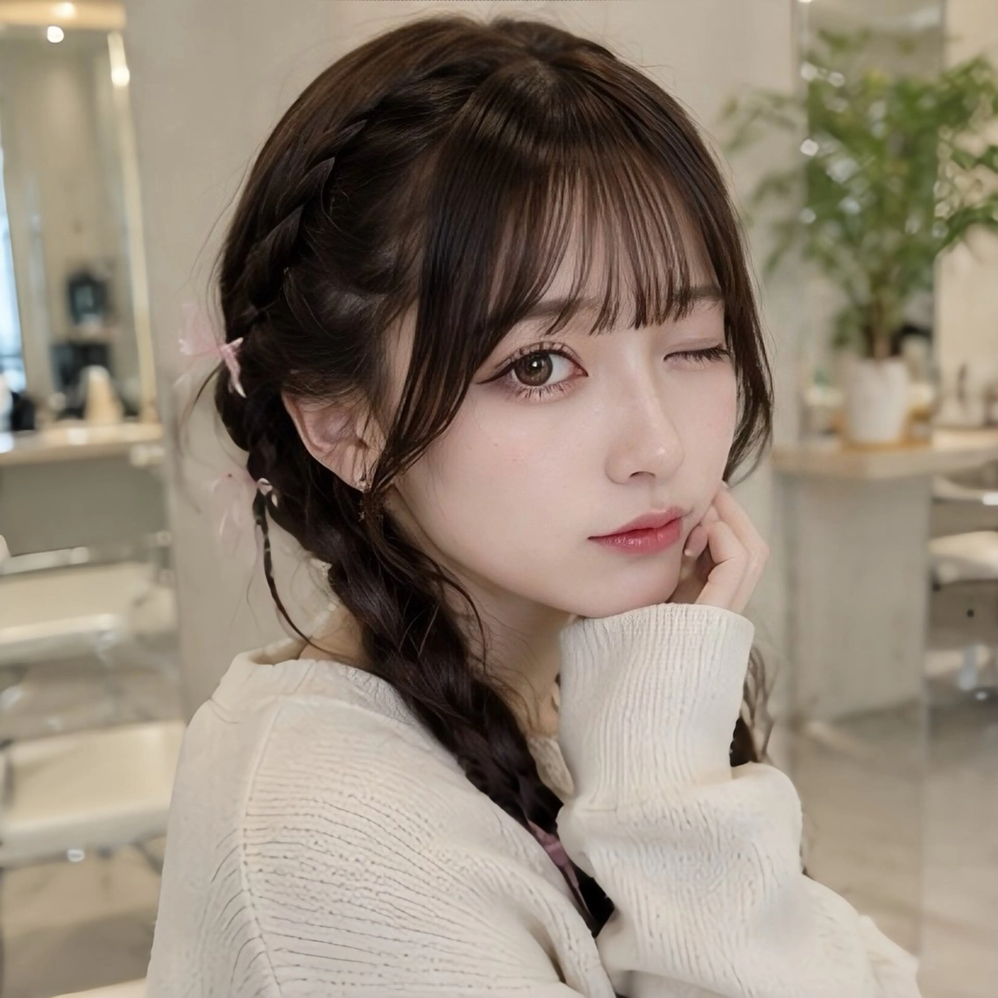 ロング カット 🎀池袋🎀顔周り 💖🇰🇷おばかんのヘアスタイル