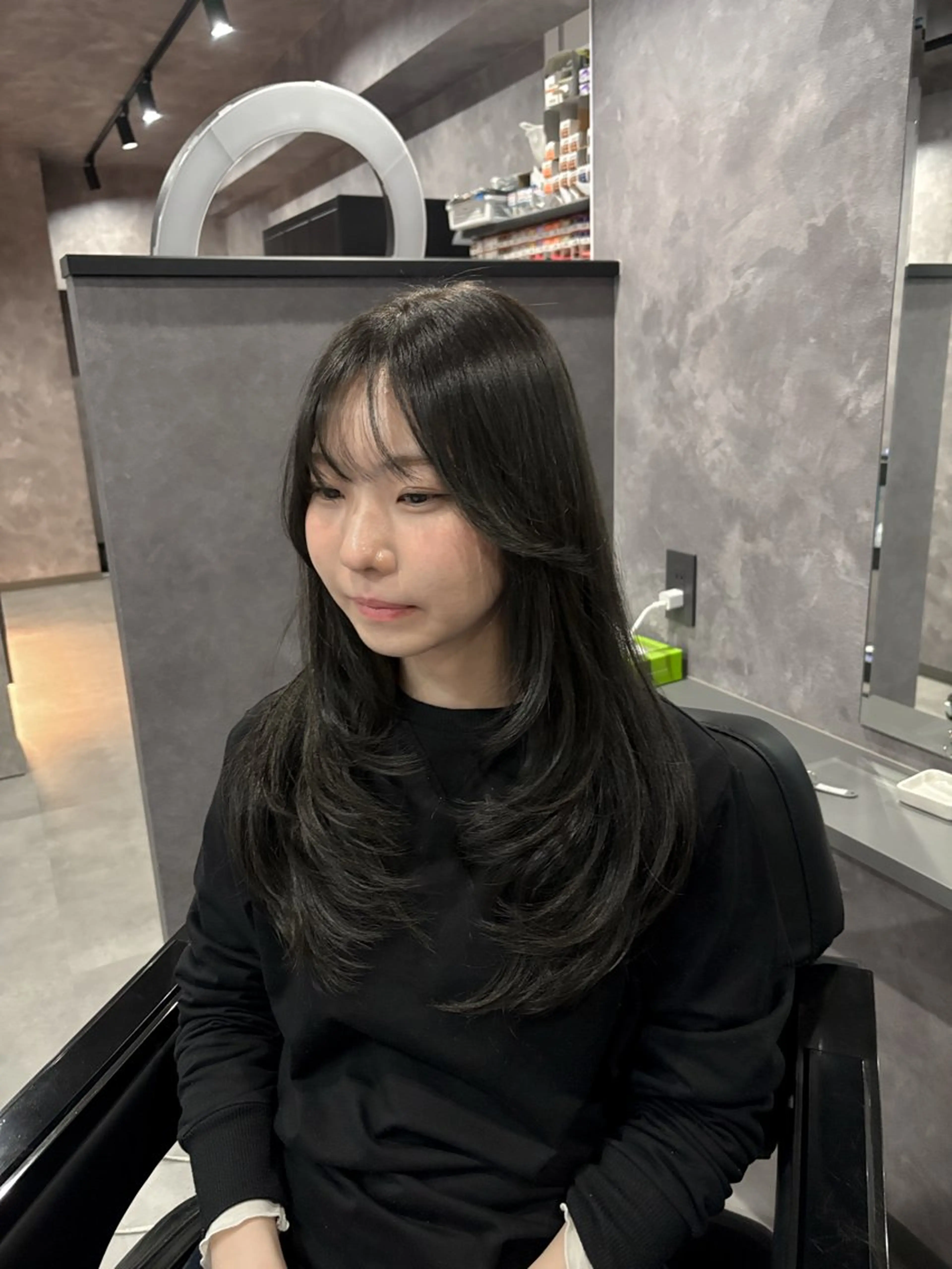ロング カラー カット ヘアカラー トリートメント 韓国・網紅style 🦋HONOKA🦋のヘアスタイル