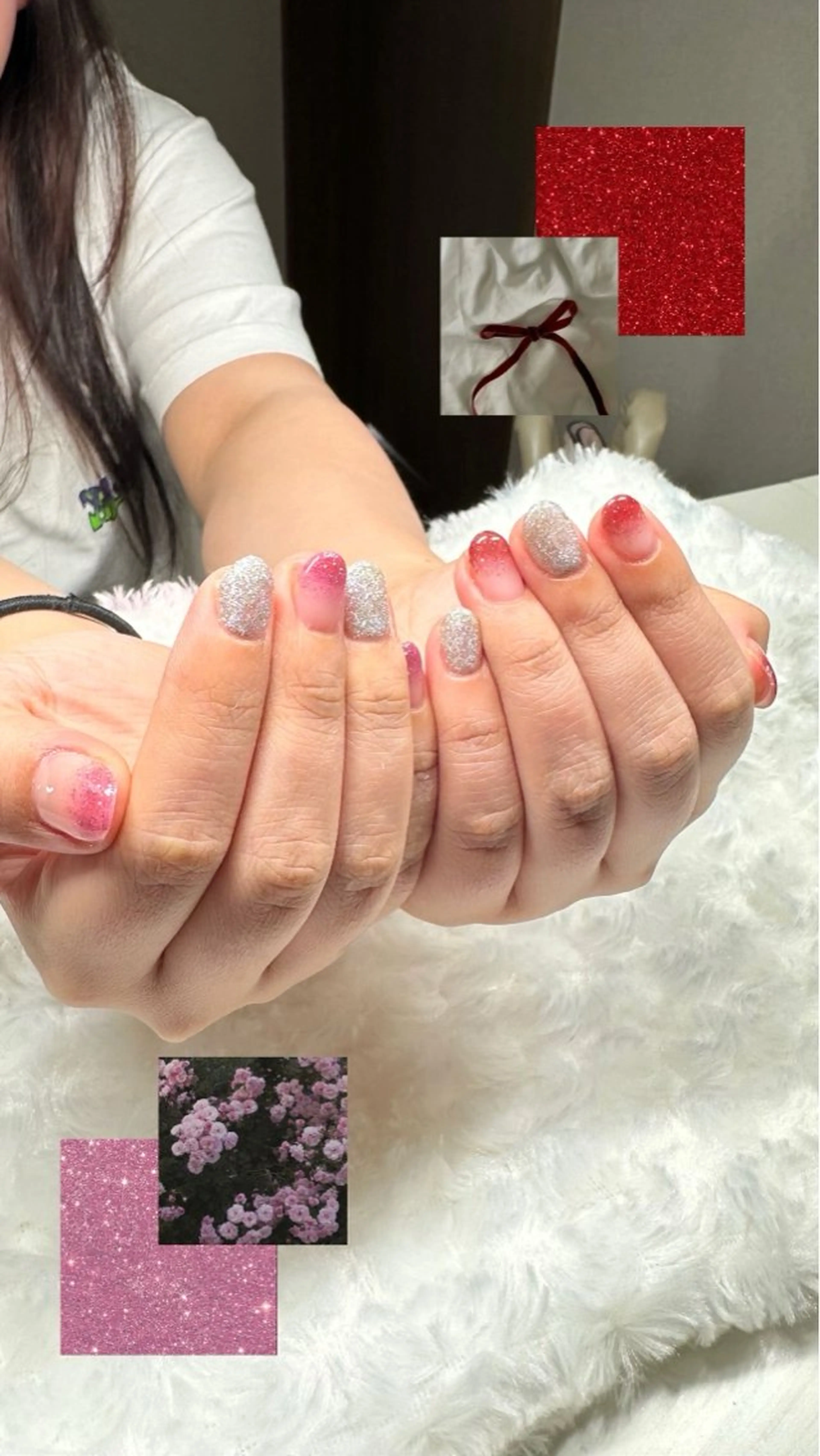 ネイル フラッシュネイル ラメ(グリッター) ラメグラデーション シルバー Sawa ︎︎𓂃⟡.·のネイルデザイン