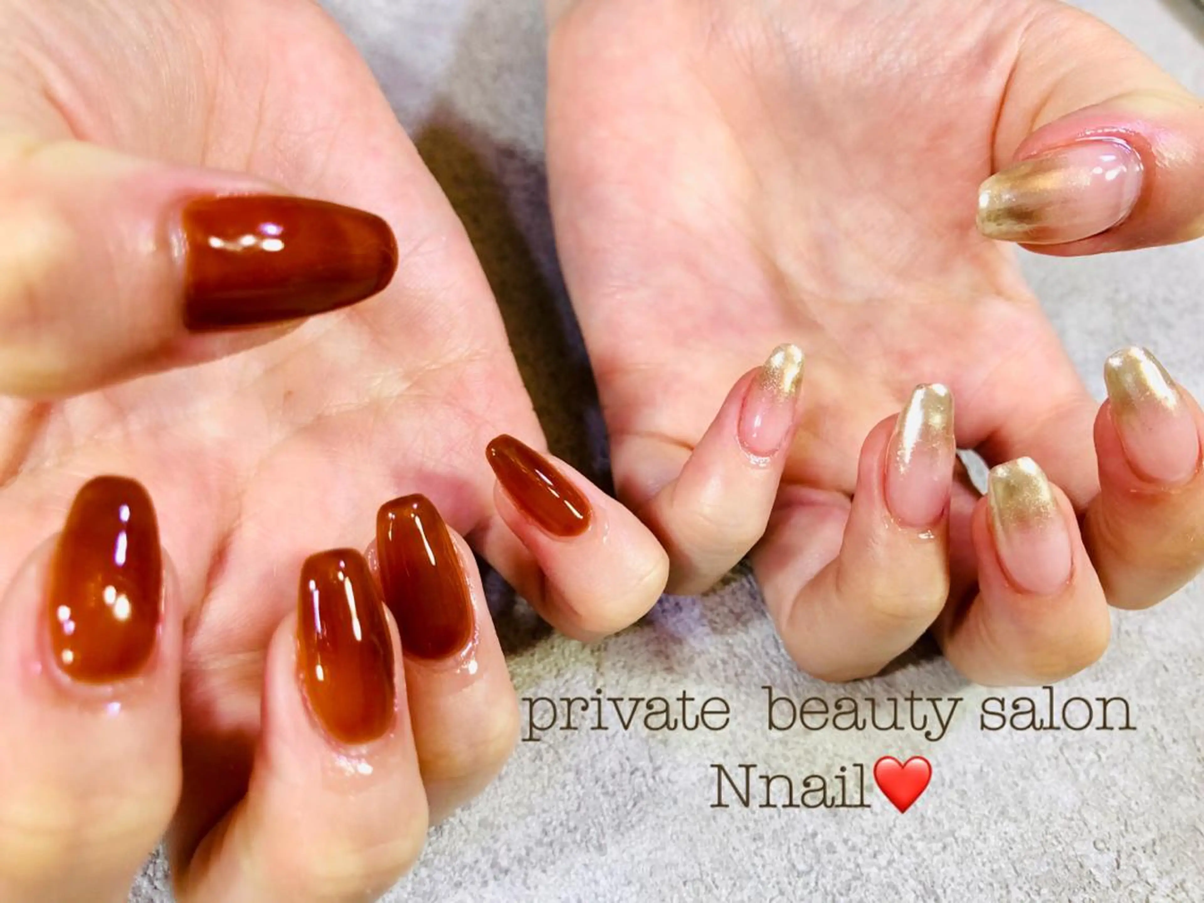 ネイル ブラウン グラデーション ミラーネイル ハンドネイル Nnail所属・🌿Nnail🌿 プライベートサロンのネイルデザイン