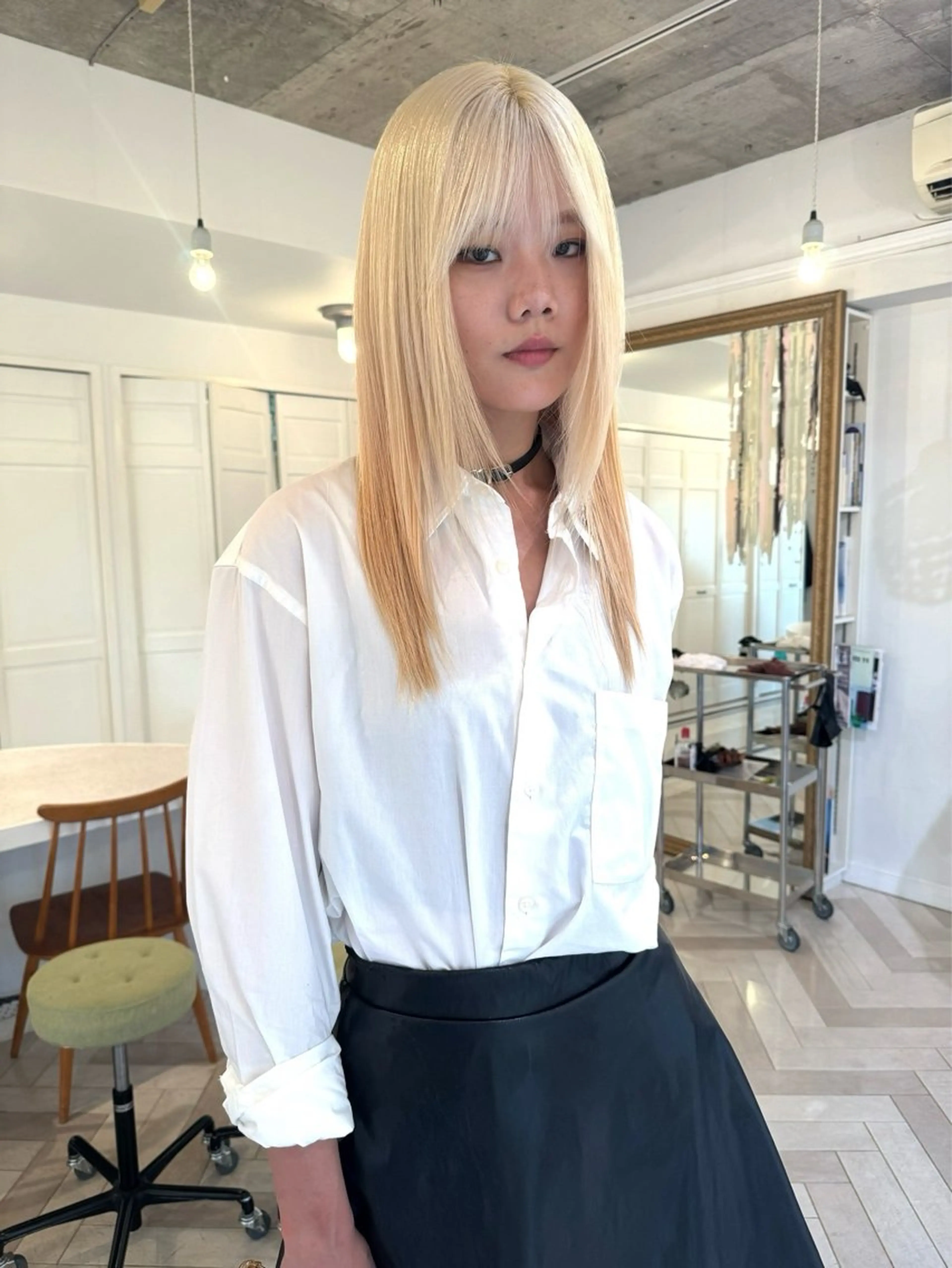 カラー ヘアカラー ブリーチカラー🎀 韓国風/寺門美優のヘアスタイル