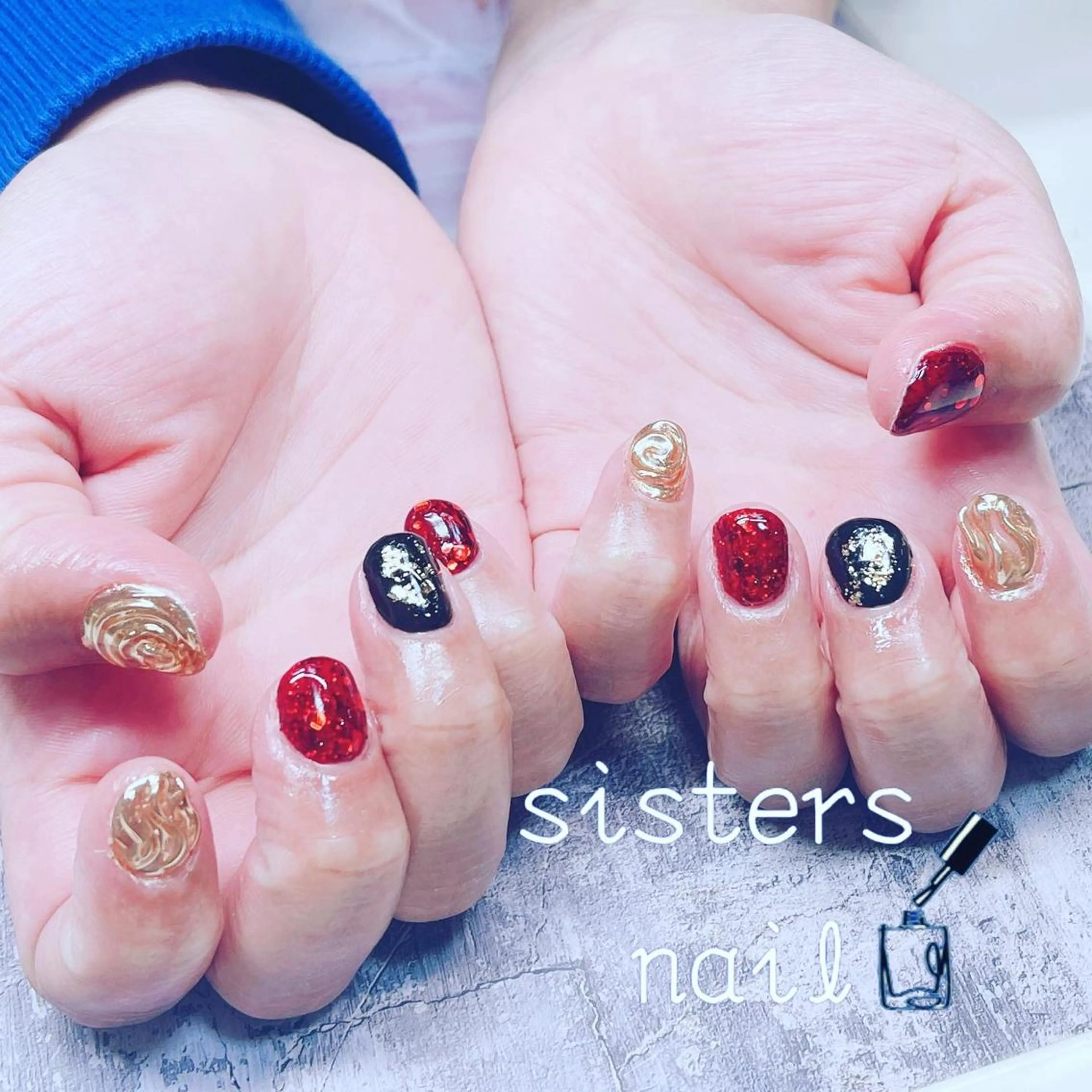 ネイル アートネイル ホログラムネイル ミラーネイル ニュアンスネイル ショートネイル ハンドネイル ハンドケア sisters nail.fのネイルデザイン