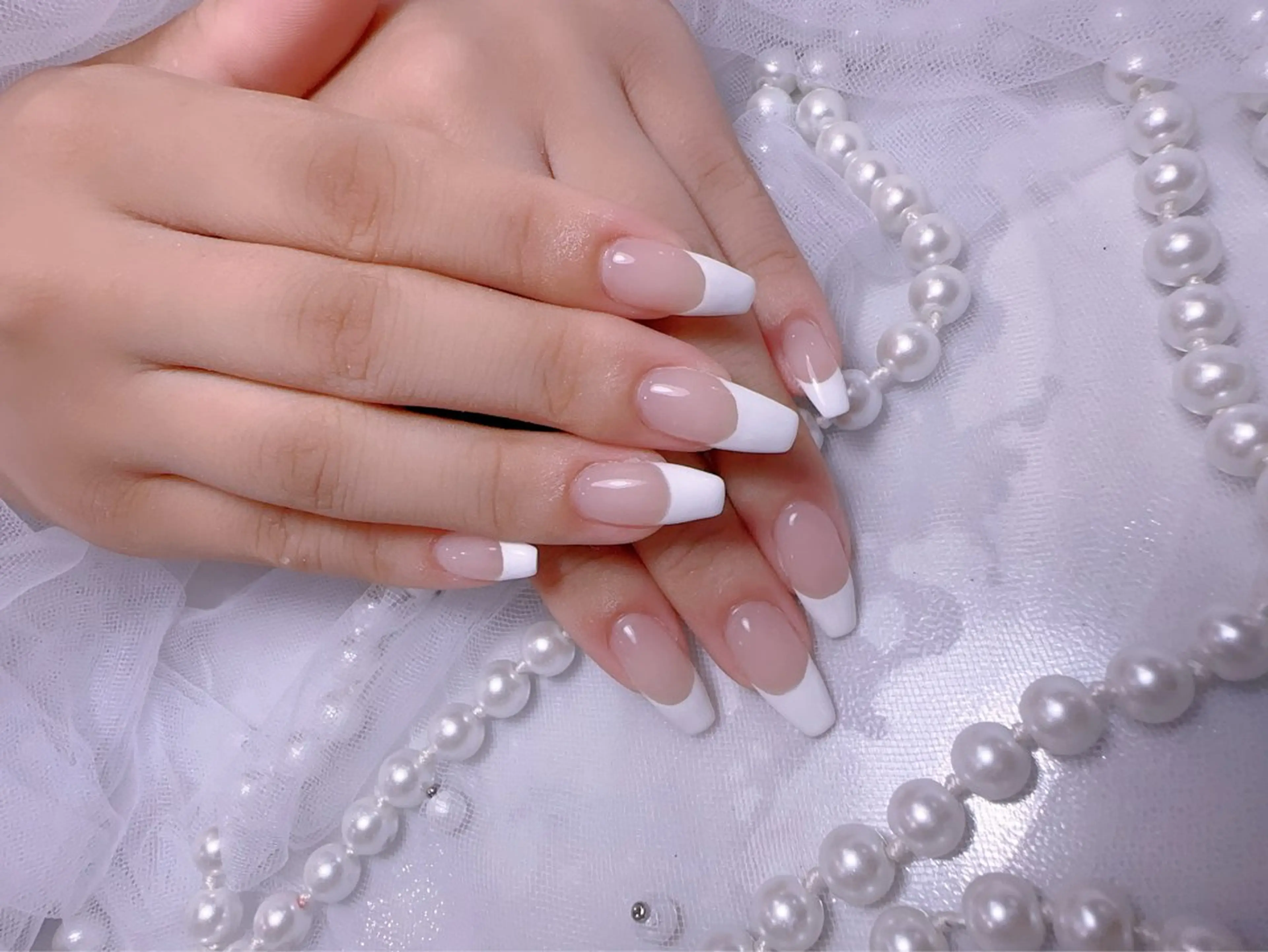 ネイル アートネイル フラッシュネイル フレンチネイル ジェルネイル ガラスフレンチ ハンドネイル You&Me Miyuのネイルデザイン