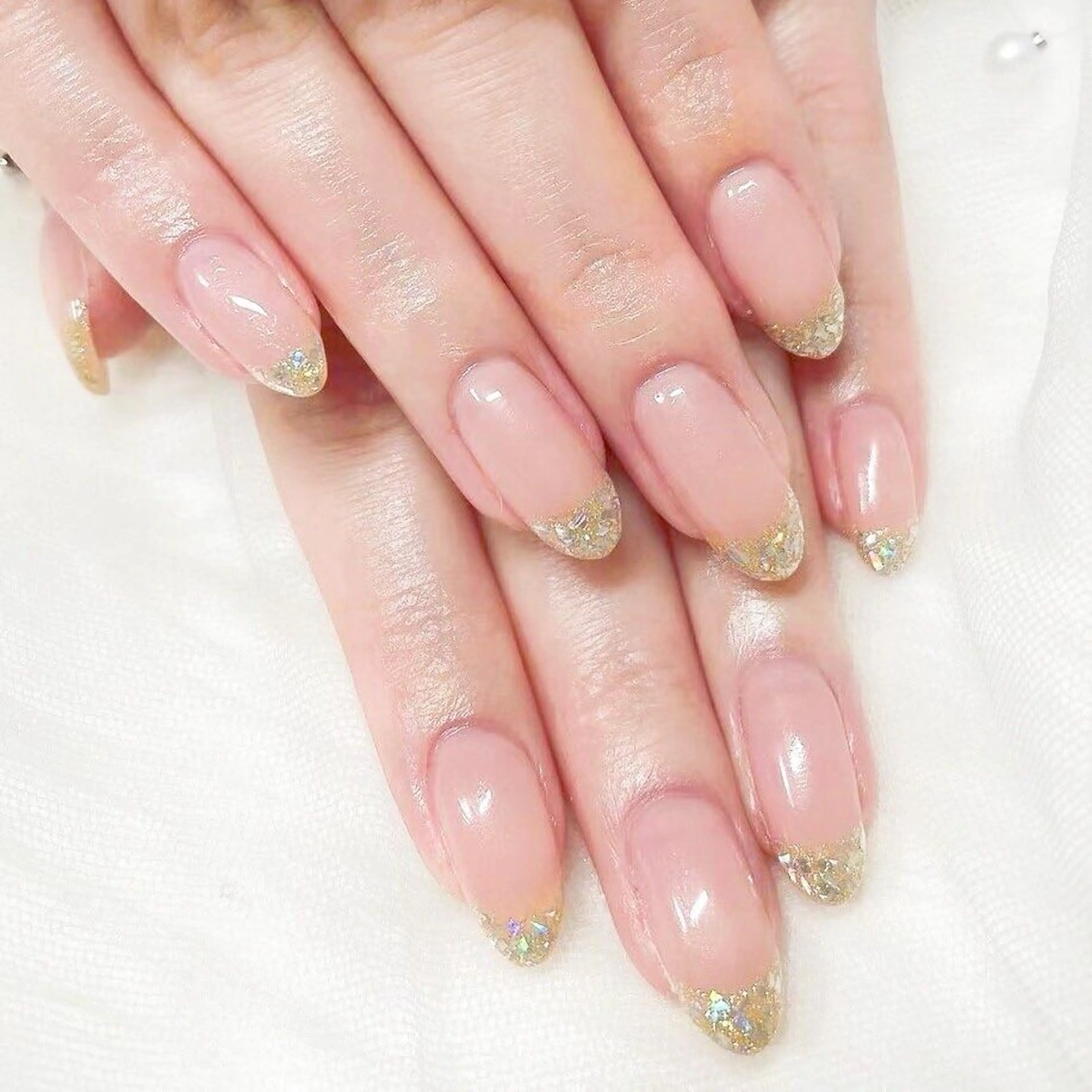 ミニモ限定✨初回オフ無料‼️トレンド💜ガラスフレンチ+ハンドケア付き🧸の写真