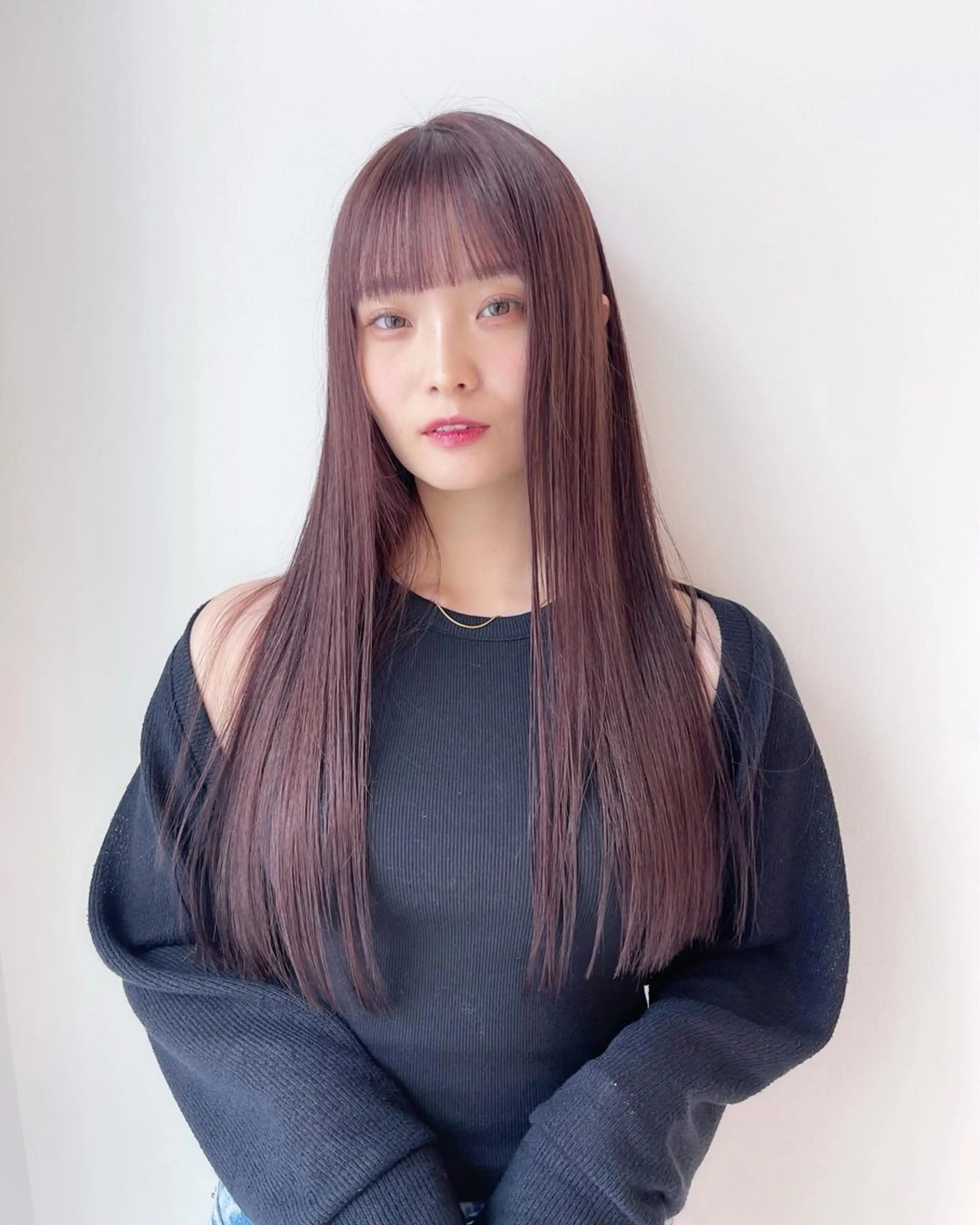 ロング カラー ブリーチ ダブルカラー ラベンダーカラー ブリーチなしカラー ピンクカラー カット トリートメント AiM 大名　似合わせカットのヘアスタイル