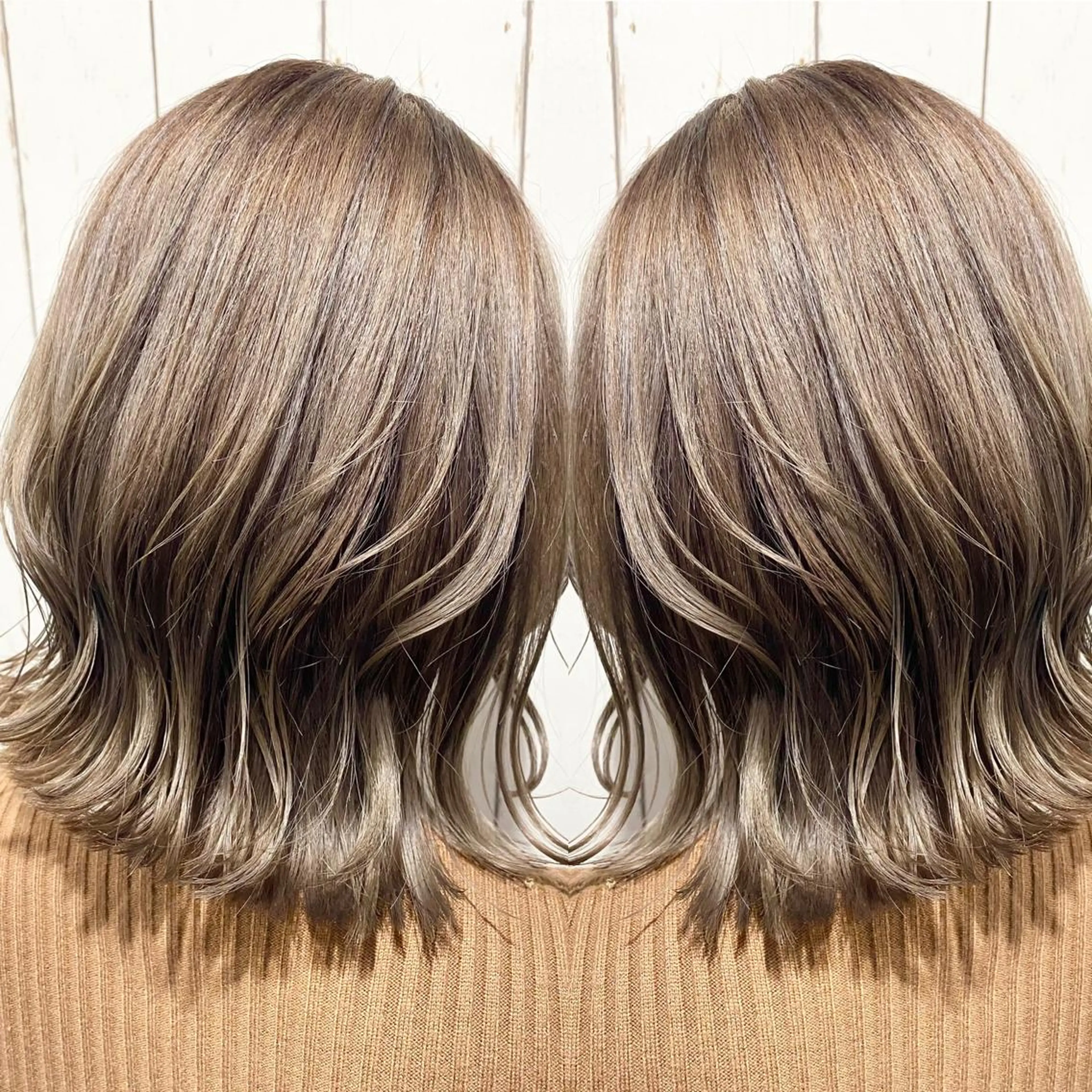 ミディアム カラー パーマ ヘアアレンジ アッシュ バレイヤージュ ベージュカラー ブリーチ 透明感カラー 👑指名率No.1 👑坂口飛翔のヘアスタイル