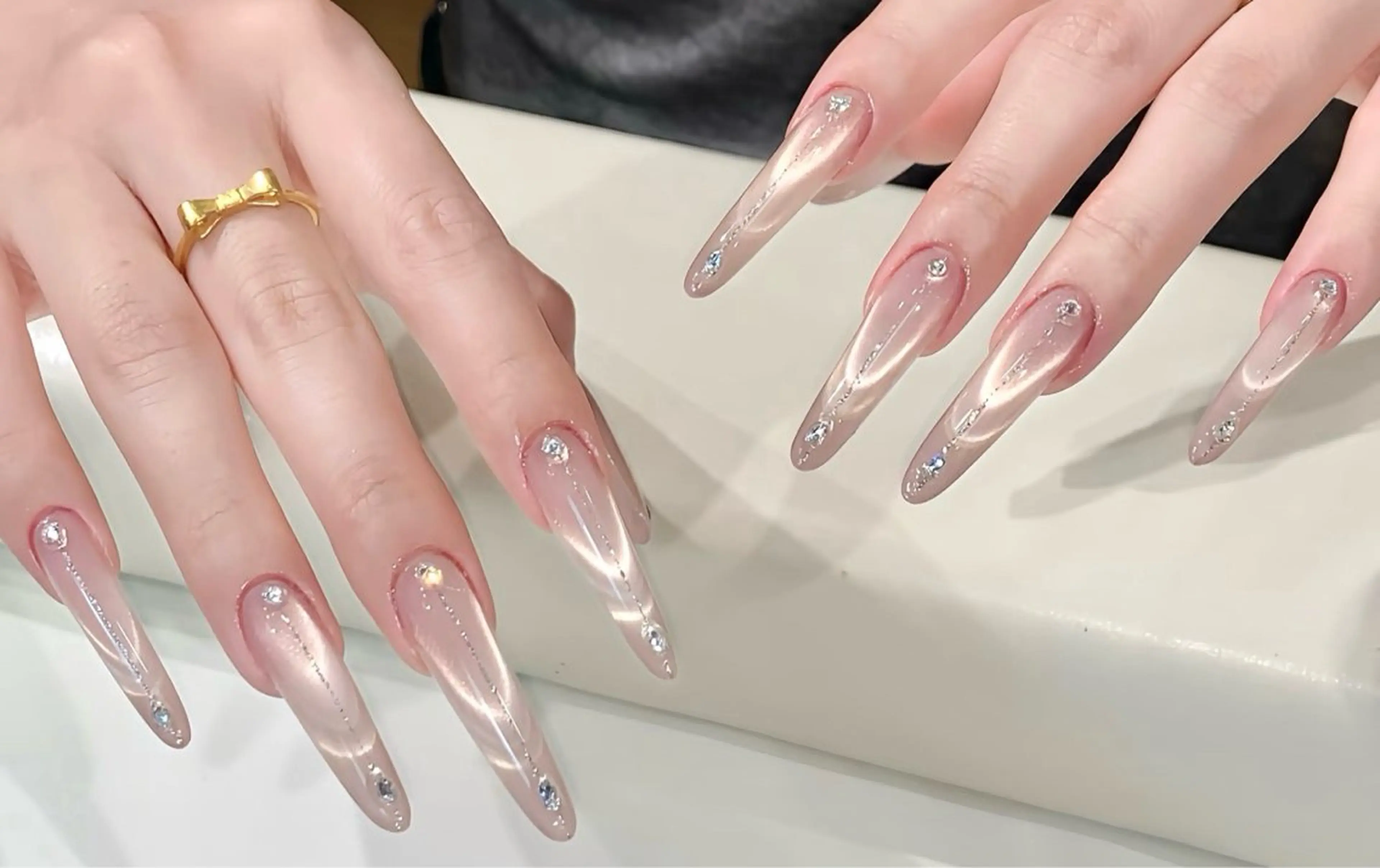 ネイル オーロラネイル 成人式 フットネイル フレンチネイル ジェルネイル ハンドネイル 長さだし専門 ありさのネイルデザイン