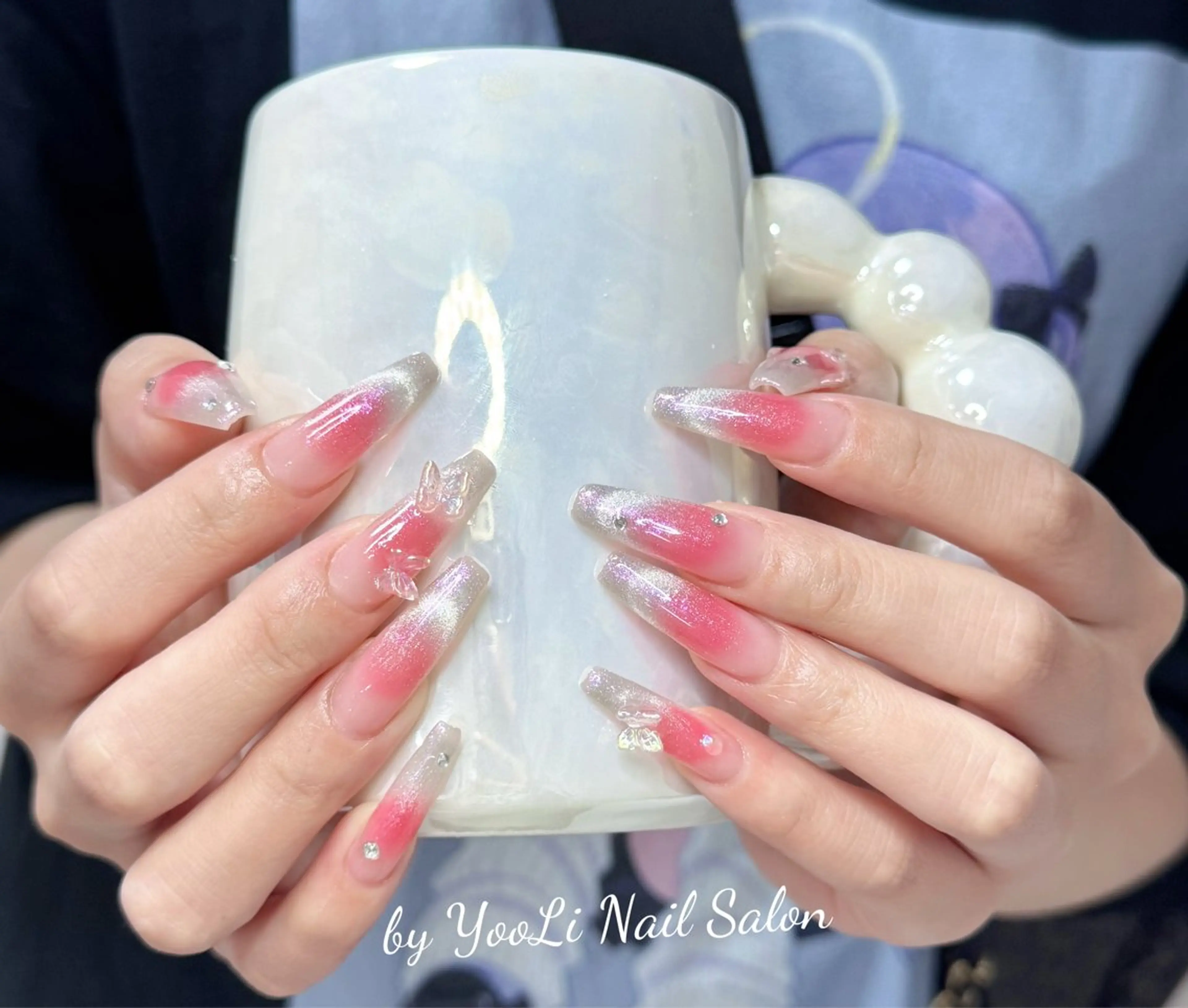 ネイル アートネイル オーロラネイル チークネイル フレンチネイル ガラスフレンチ ハンドネイル 🎀🎀YooLi Nail Salonのネイルデザイン